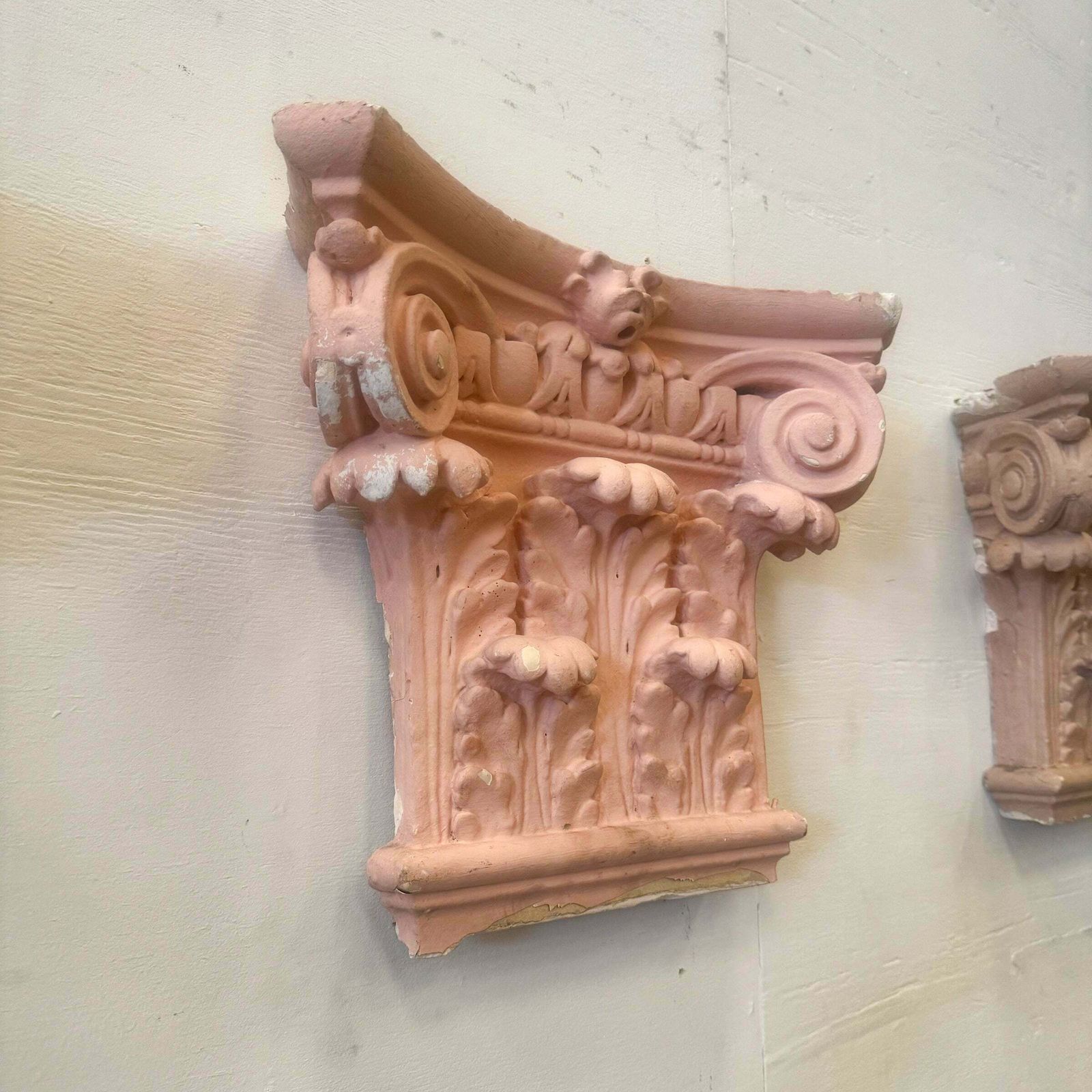 Home Decor Set Of 4 Plaster Corinthian Capitals photo