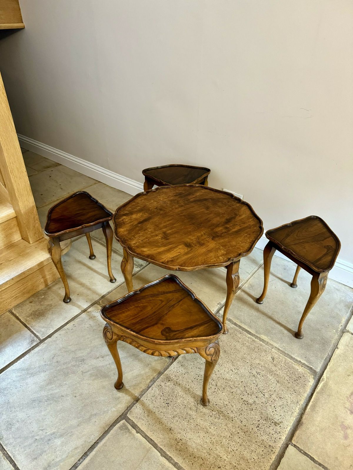 Antique Quality Burr Walnut Nest Of Five Tables photo buy