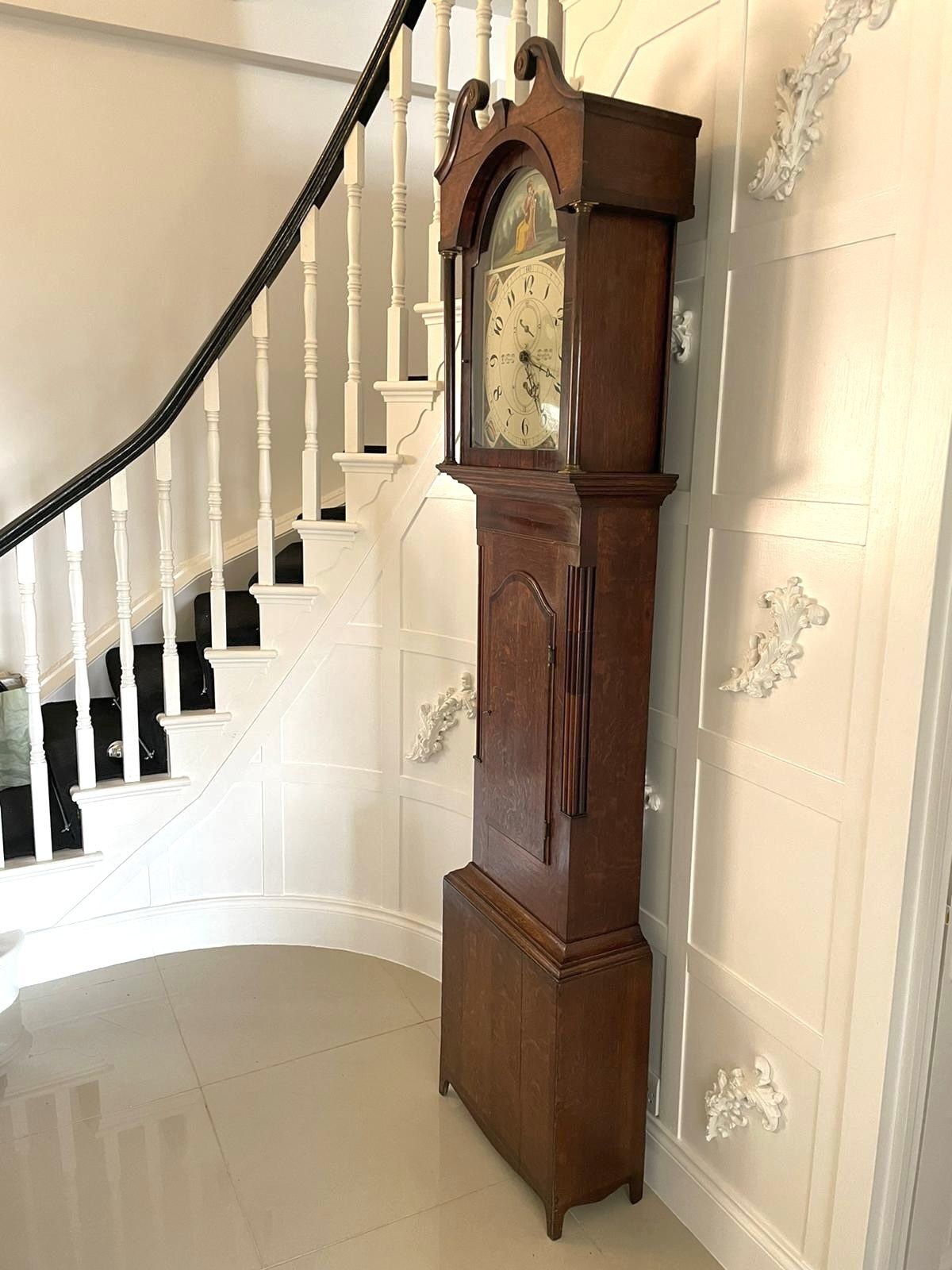 Antique 19th Century Oak And Mahogany Grandfather Clock By W Prior, Skipton photo vinterior