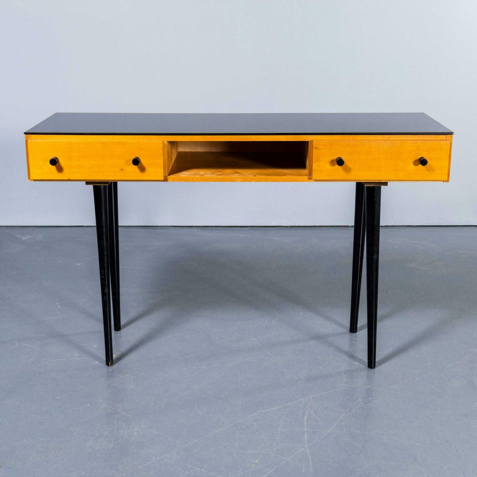 photo furniture 1950’s Small Birch Glass Top Dressing Table – Czech Production