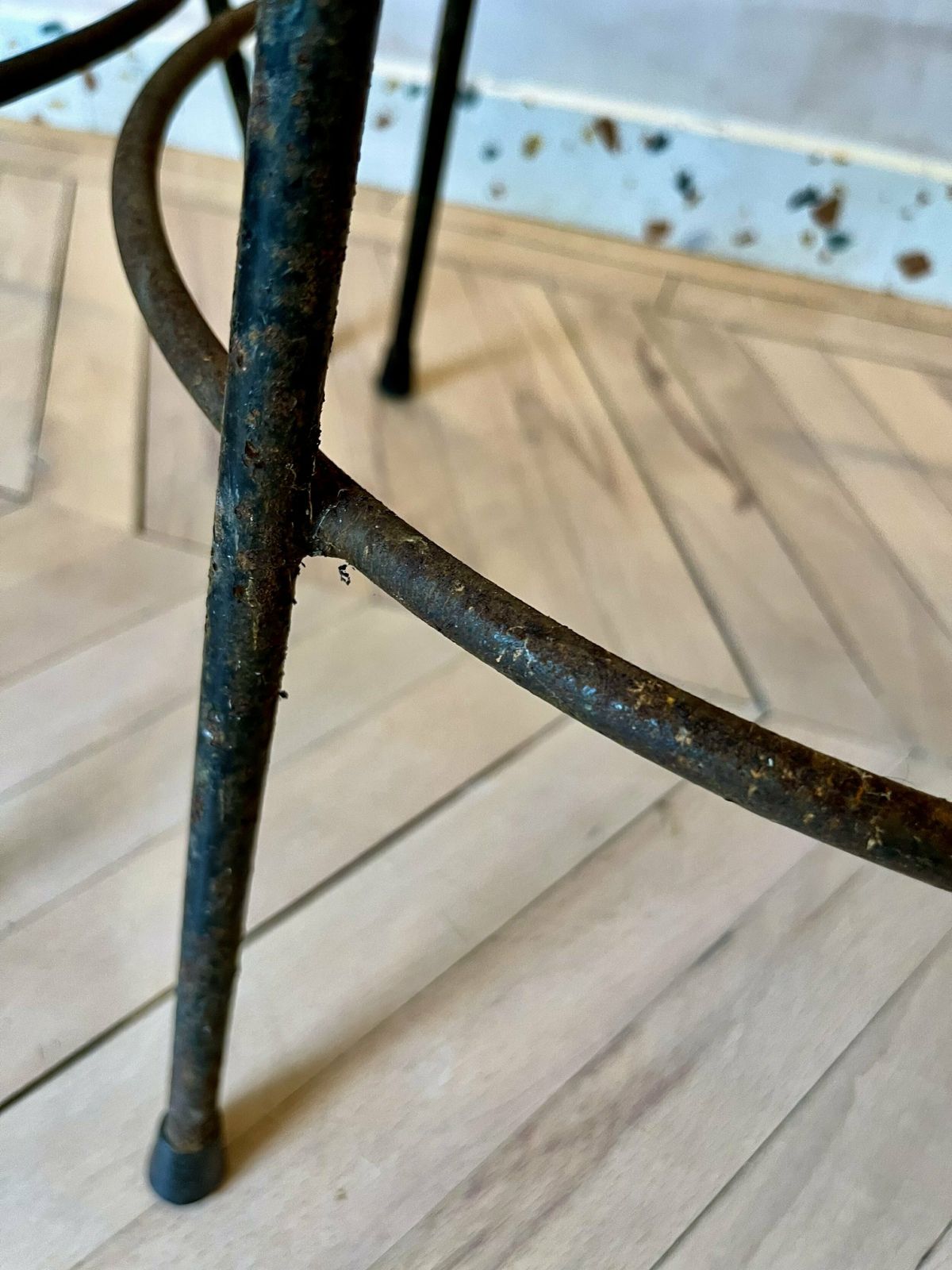 photo for sale Pair Of Mid Century Woven Rattan/Cane & Metal Bar Stools