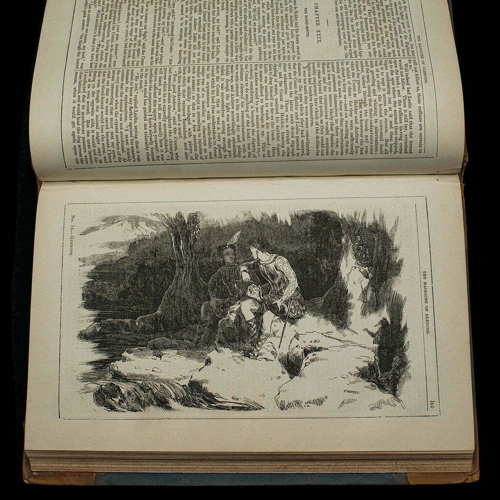 photo furniture Antique Book, Massacre Of Glencoe, G. Reynolds, English Novel, Victorian, C.1860