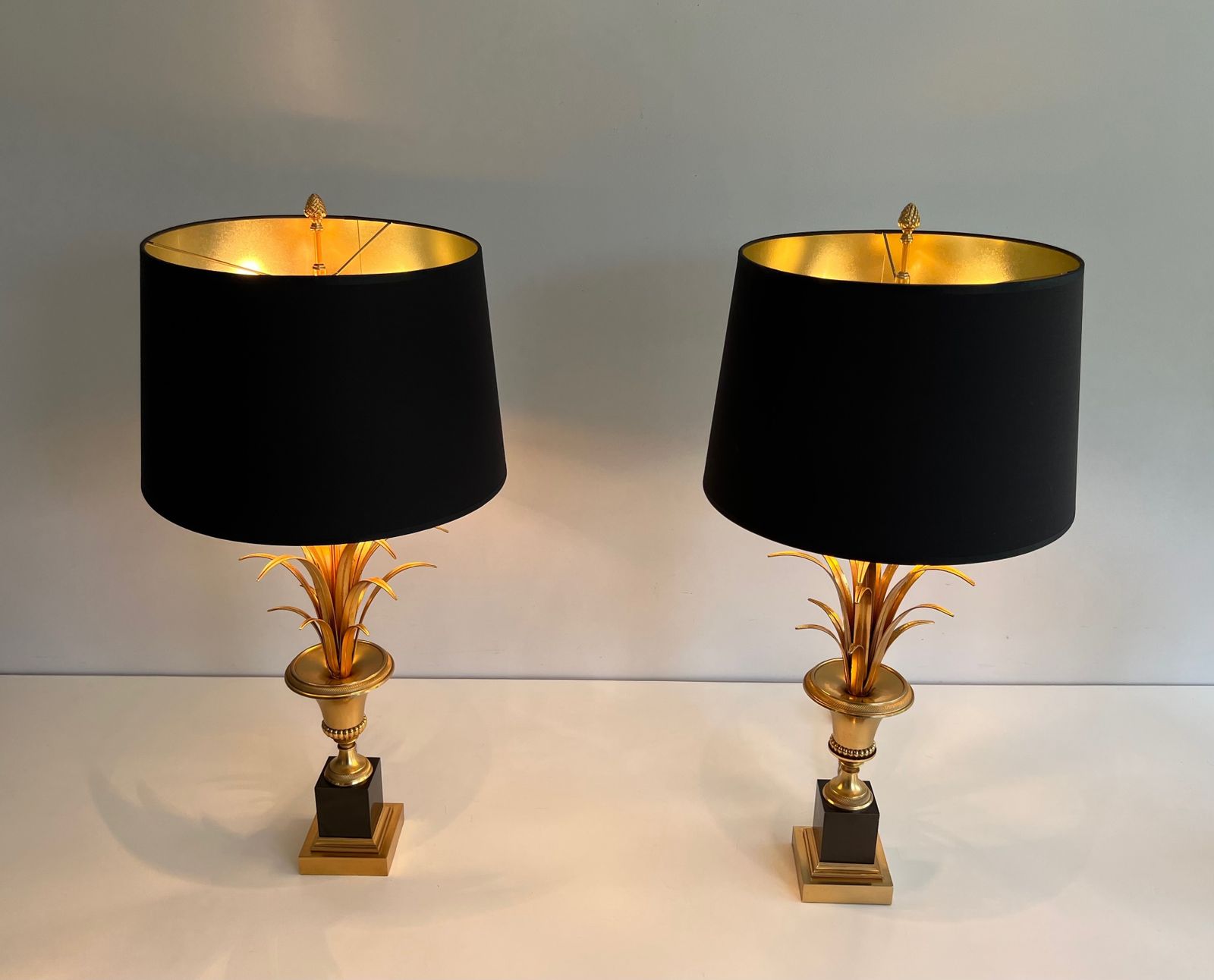 Pair Of Palm Tree Lamps In Chrome And Brass In The Style Of Maison Charles. Circa 1970