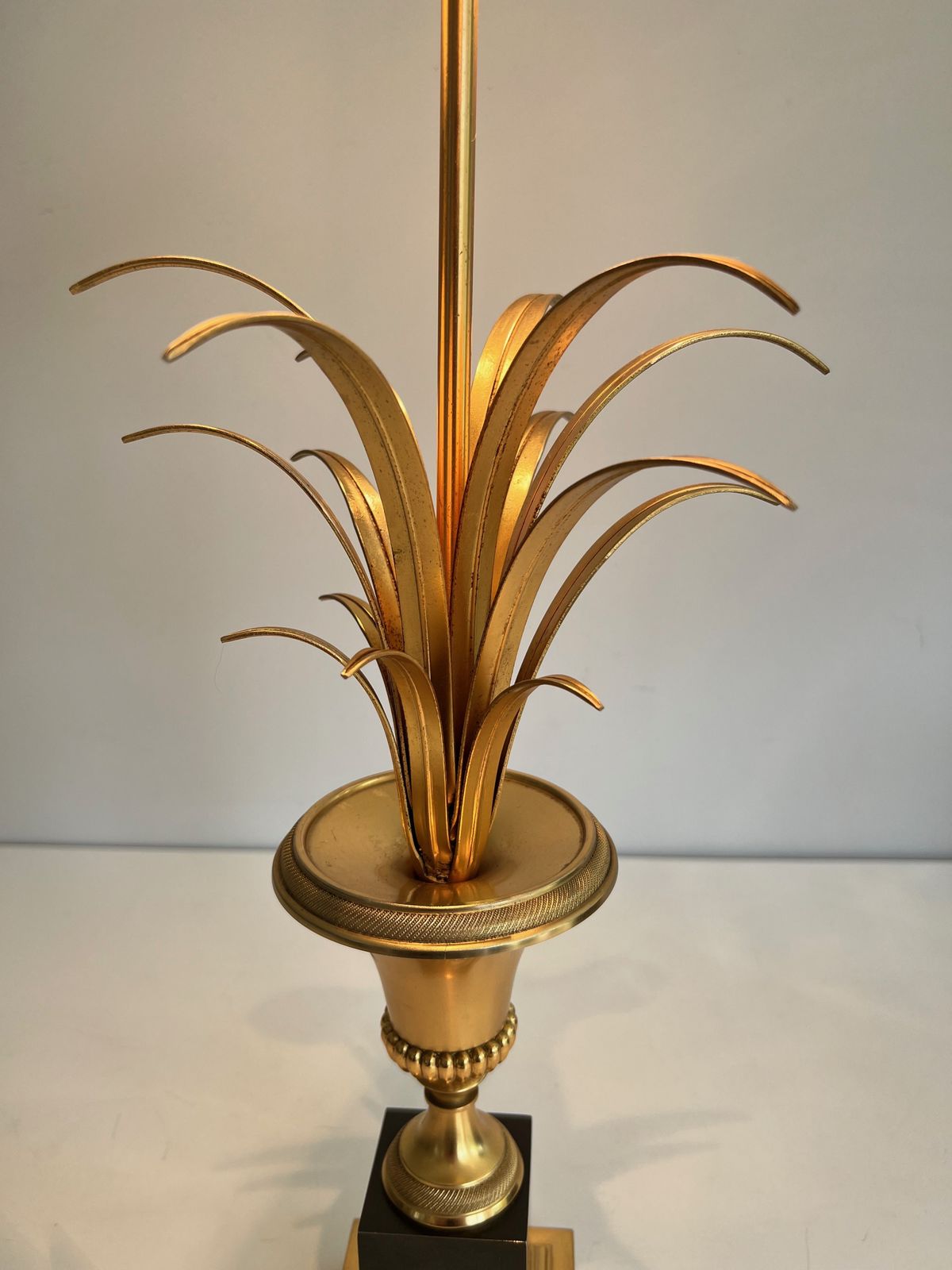 Pair Of Palm Tree Lamps In Chrome And Brass In The Style Of Maison Charles. Circa 1970 photo vintage
