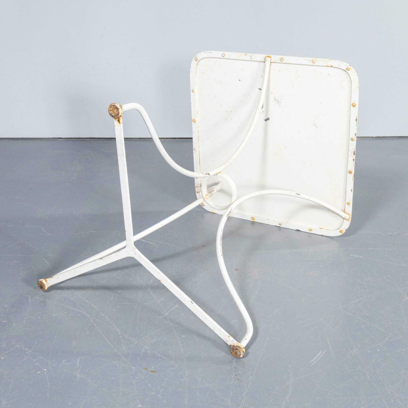 1950's French Metal Square Outdoor Small Gueridon Table photo 450.0