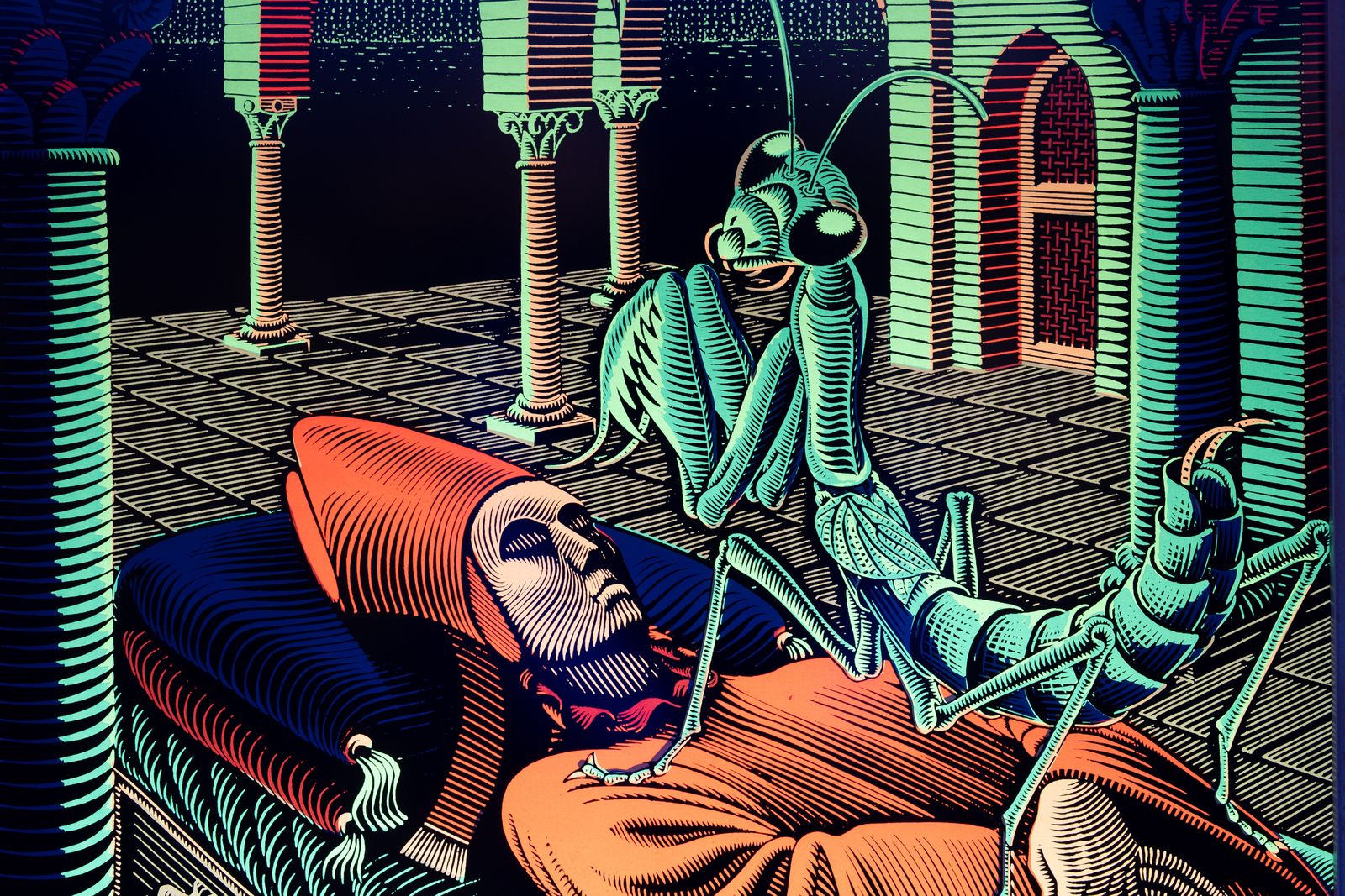M.C. Escher Black Light Poster ''Dream'' Ca. Jaren 1960 photo 2309.0