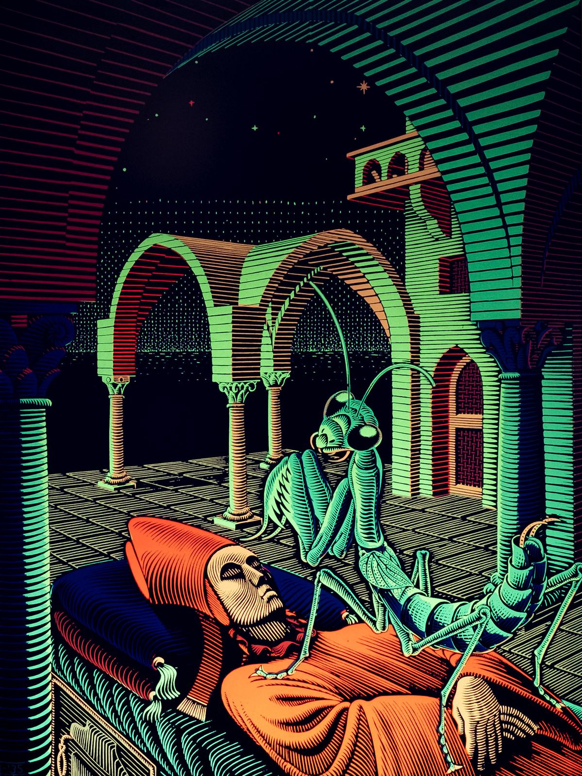 photo buy M.C. Escher Black Light Poster ''Dream'' Ca. Jaren 1960
