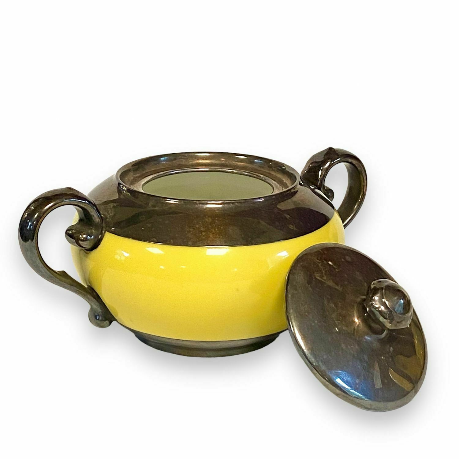 Rosenthal Art Deco Silver Overlay Yellow Porcelain Coffee Set photo Home Decor