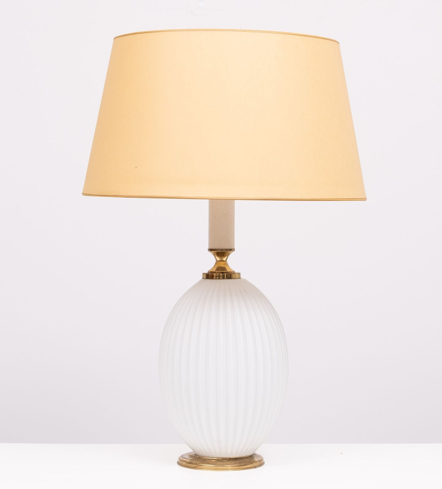 Philips Milk Glass Ribbed Table Lamp Design Louis Kalff 1950s