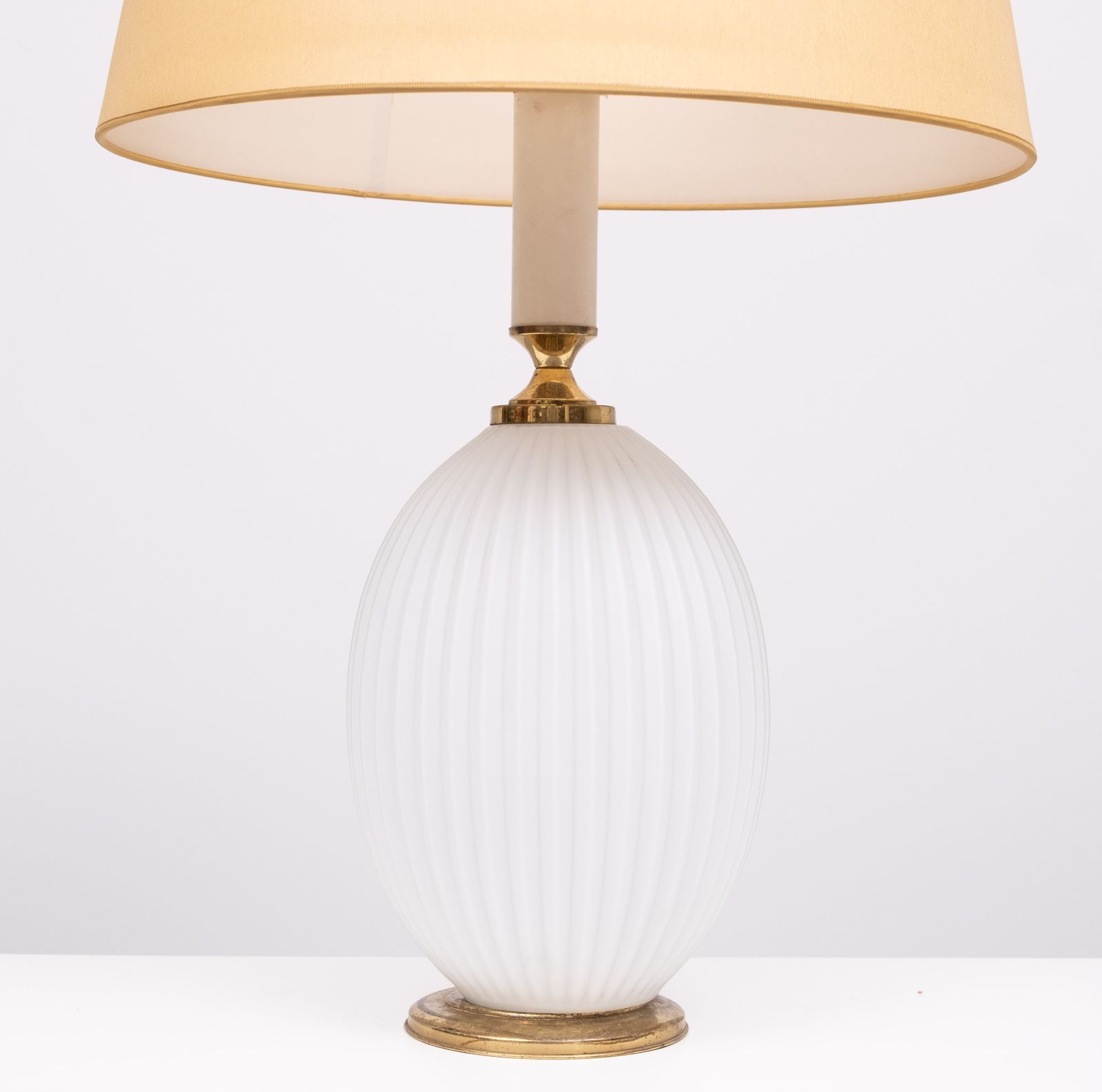 Philips Milk Glass Ribbed Table Lamp Design Louis Kalff 1950s photo for sale