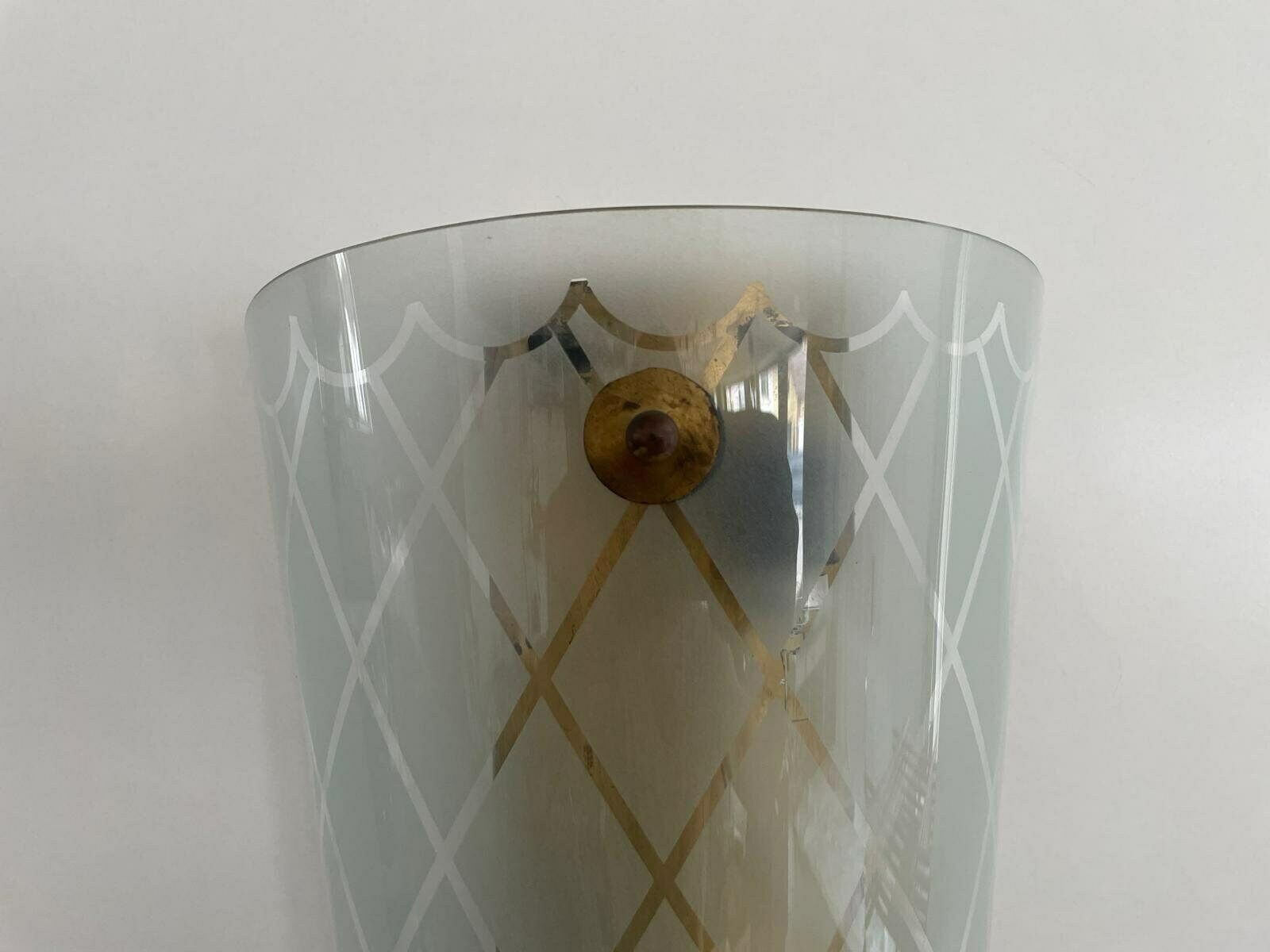 photo furniture Unique Italian Design Brass & Curved Glass Cinema Lobby Wall Lamp, 1950s Italy