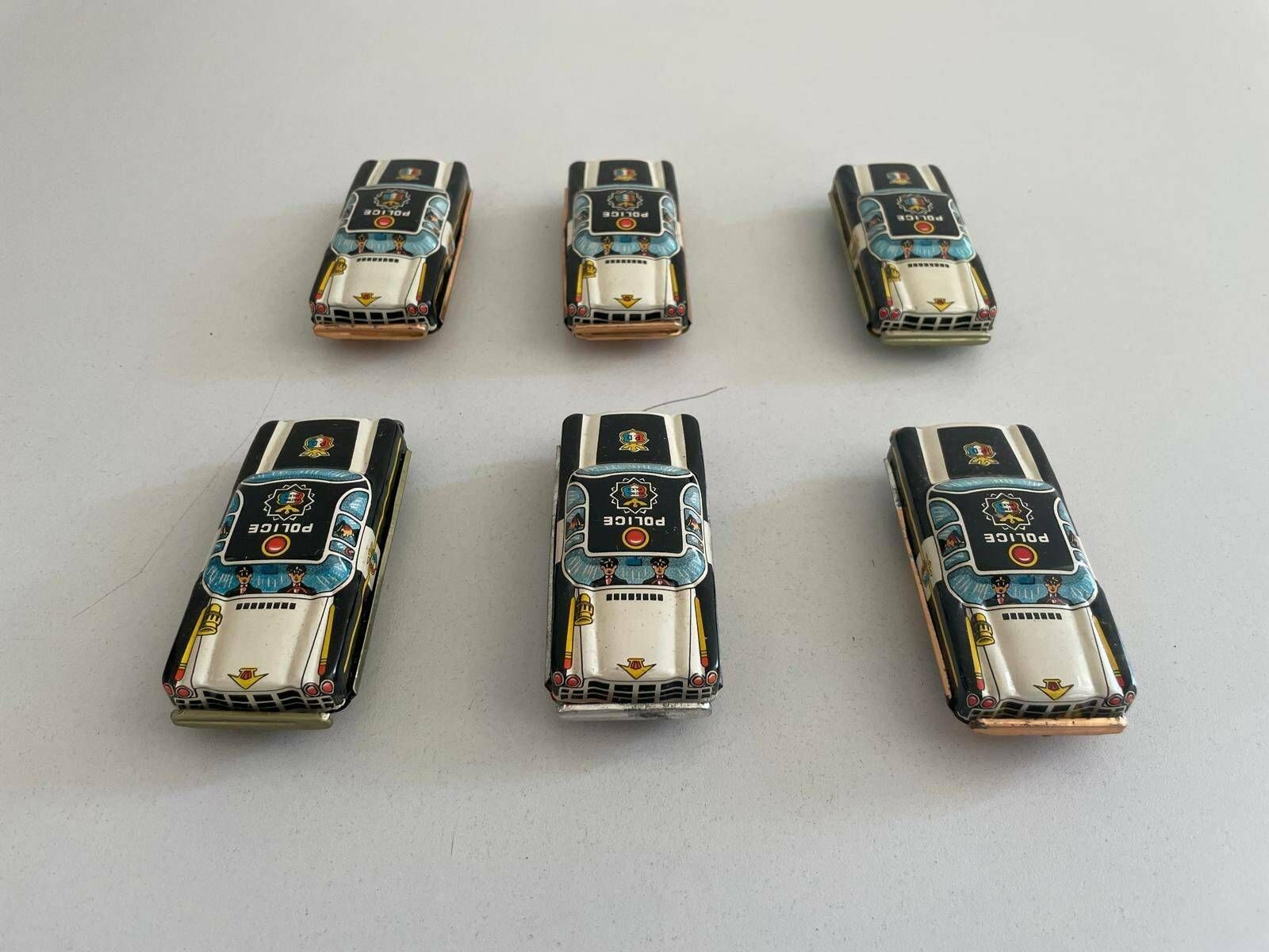 Nt Tin Police Toy Car, Set Of 6, Made In Japan