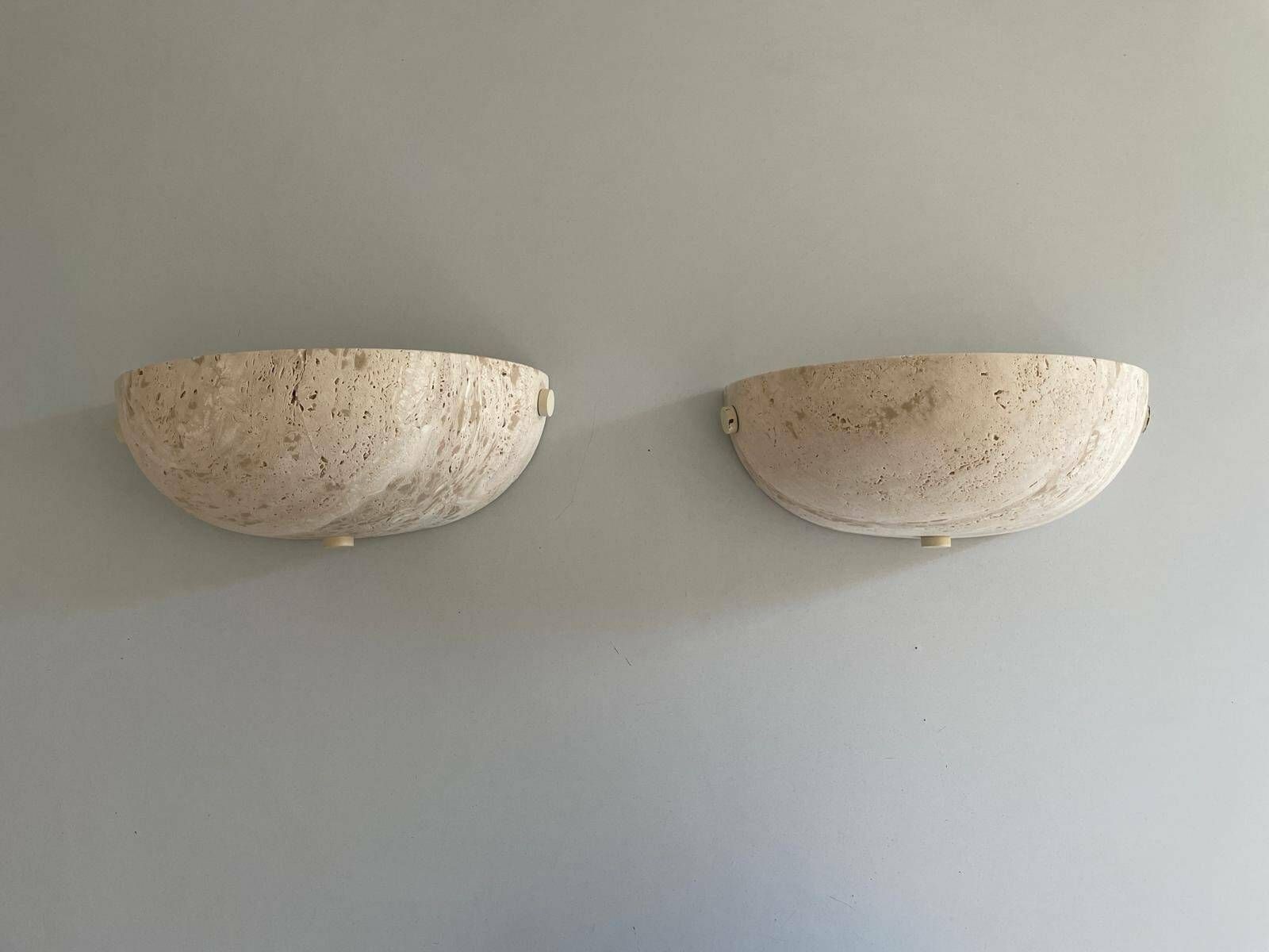 Rare French Travertine Pair Of Sconces, 1960s, France photo furniture