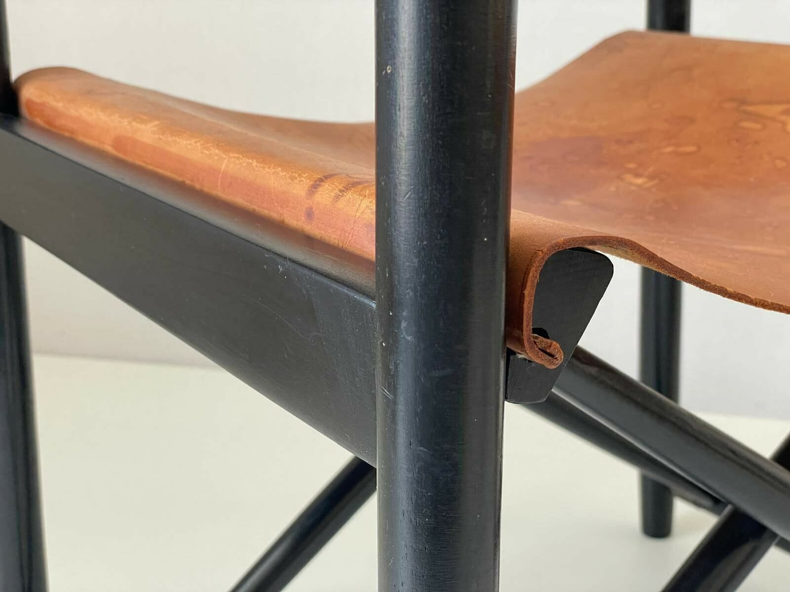 Leather Pair Of Folding Chairs By Kurt Culetto For Horgen Glarus , 1960s, Switzerland photo vintage