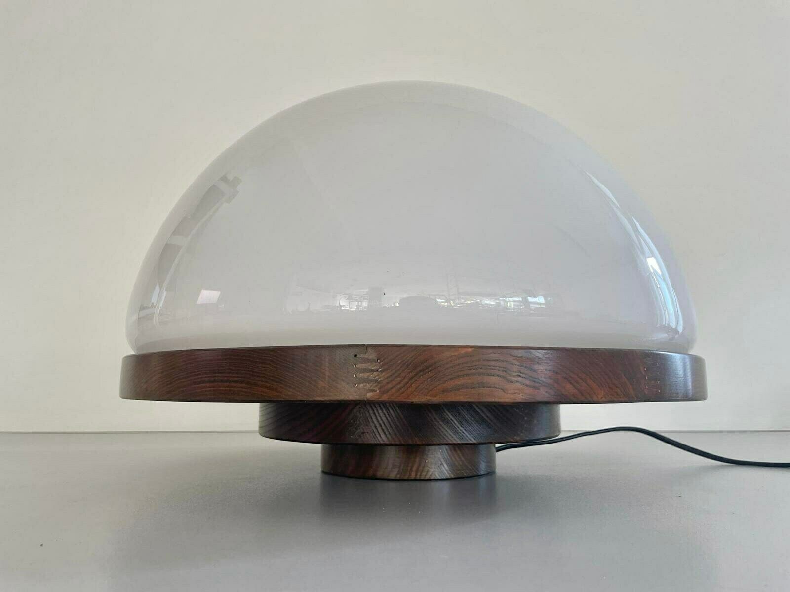 Model 3/3 Table Lamp In Glass And Wood By Luigi Massoni For Selenova, Italy, 1970s