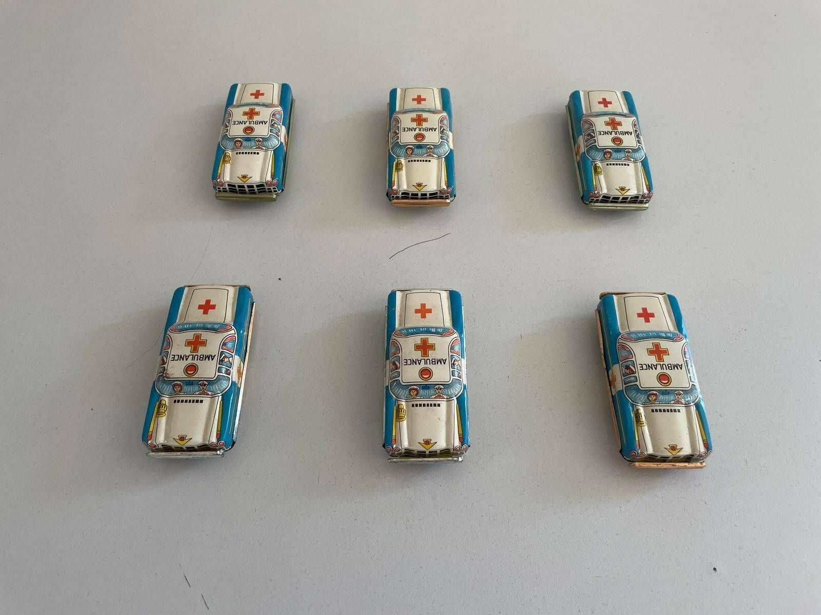 Nt Tin Ambulance Toy Car, Set Of 6, Made In Japan photo Home Decor