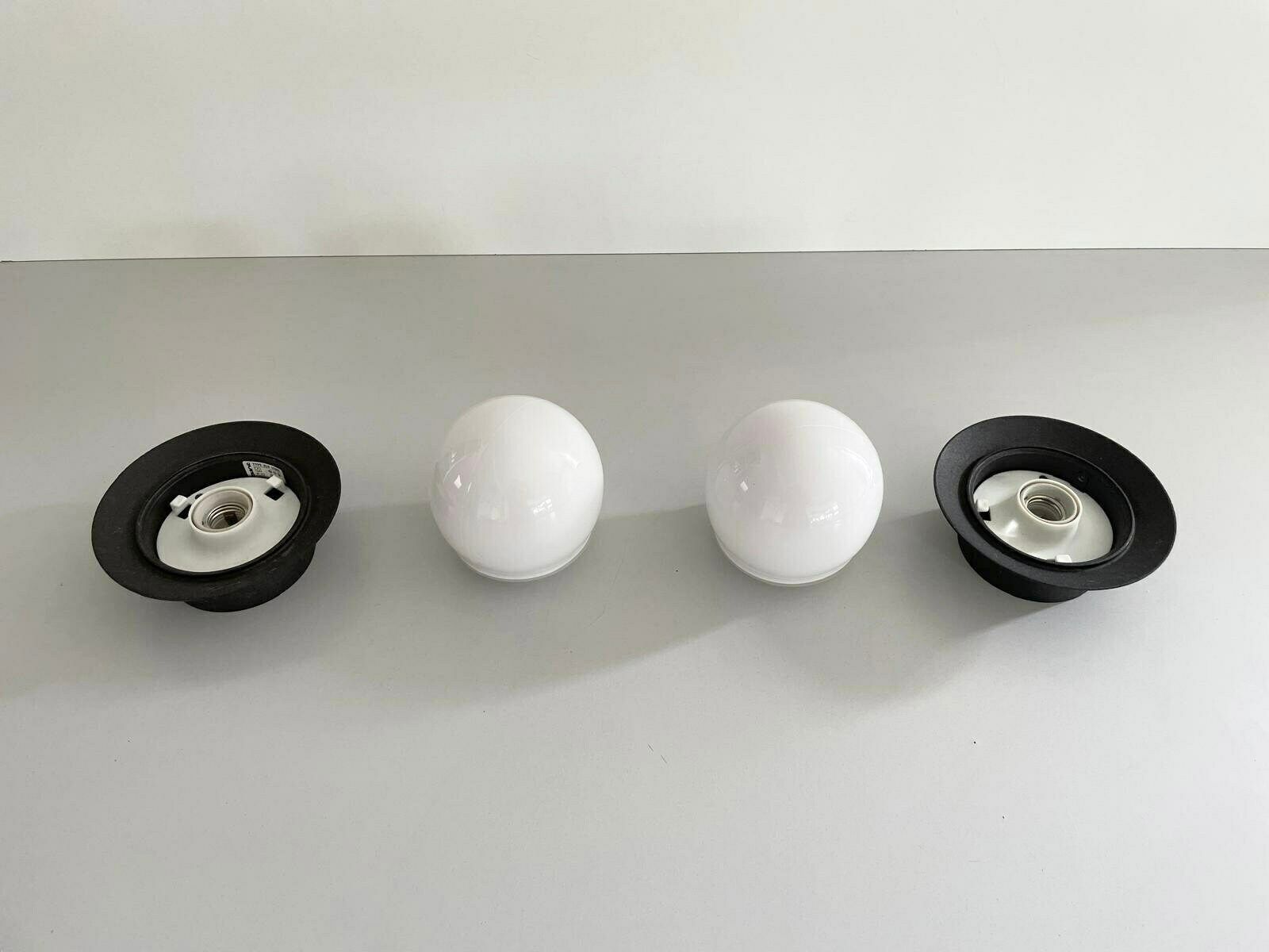 Mid Century Modern Ball Glass Pair Of Flush Mount Or Wall Lights By Ismos, Italy, 1960s photo vinterior