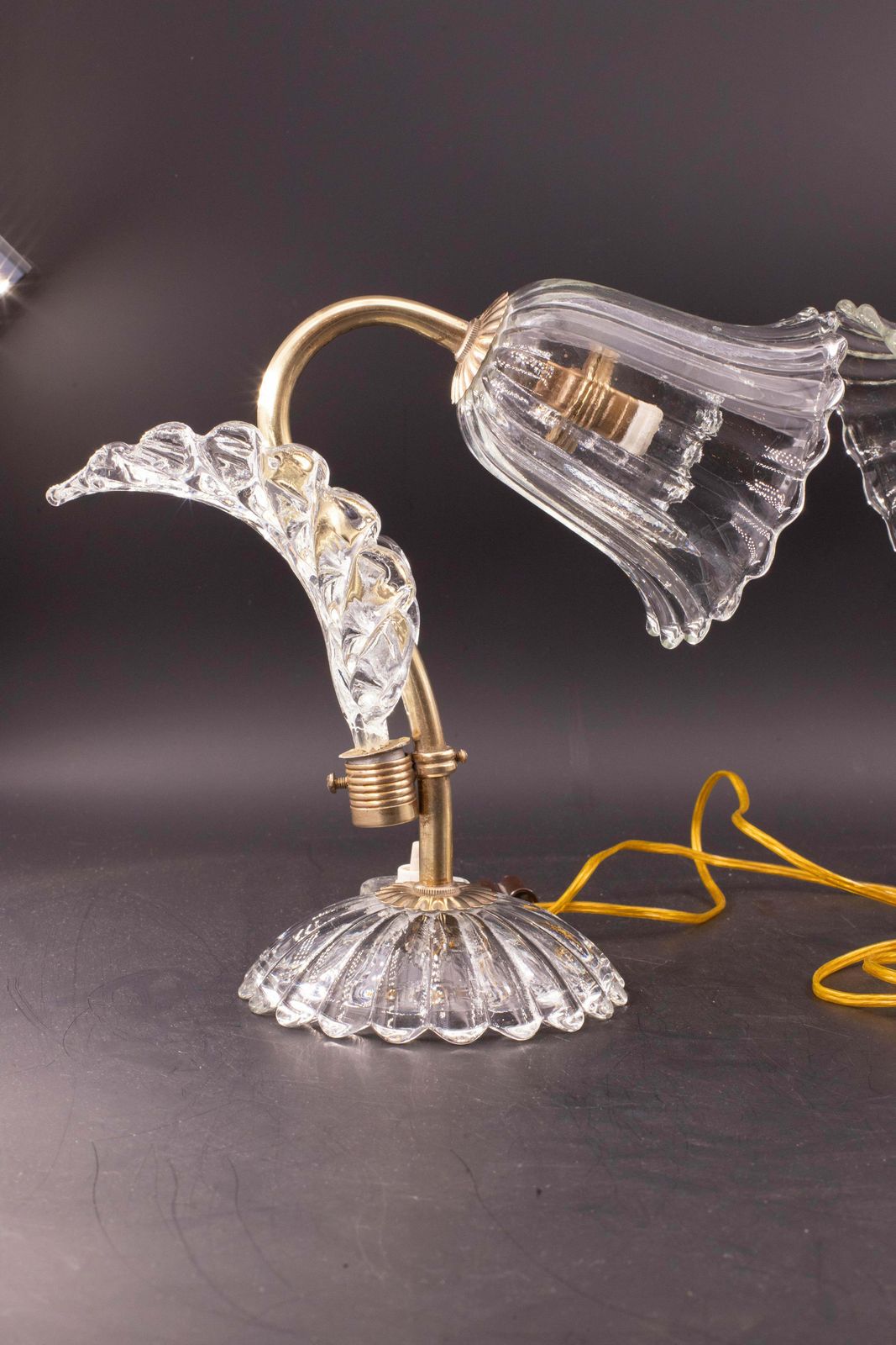 Set Of 2 Art Decò Murano Glass Barovier E Toso Table Lamp, 1940 photo for sale