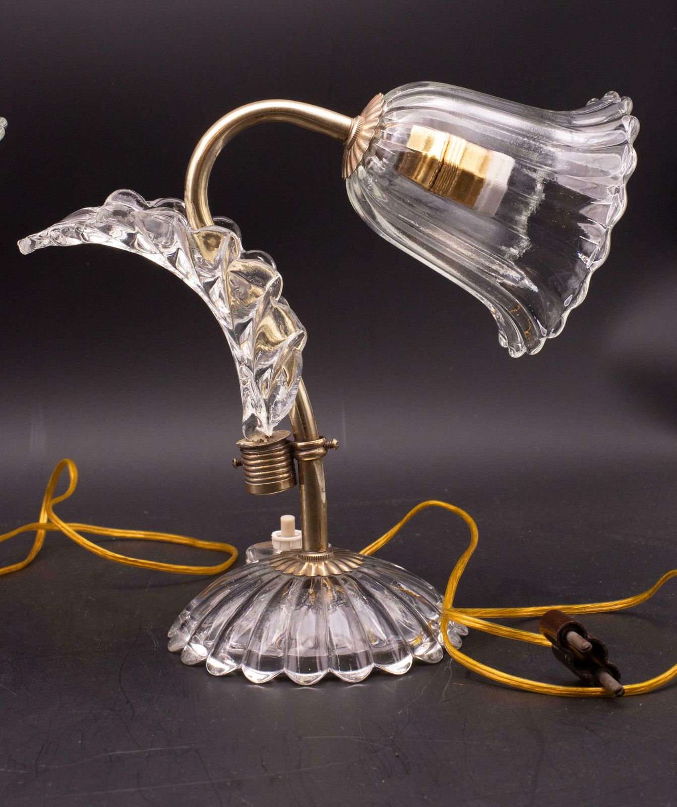 Set Of 2 Art Decò Murano Glass Barovier E Toso Table Lamp, 1940 photo buy
