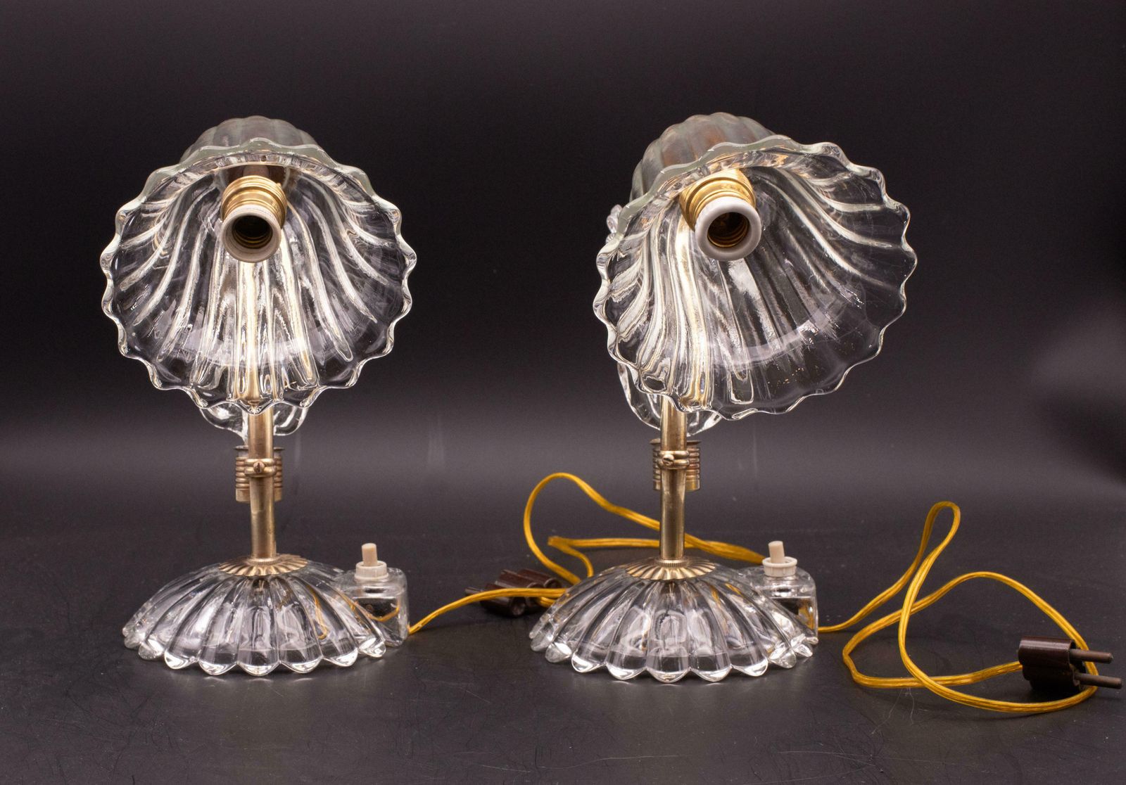 Set Of 2 Art Decò Murano Glass Barovier E Toso Table Lamp, 1940 photo vintage