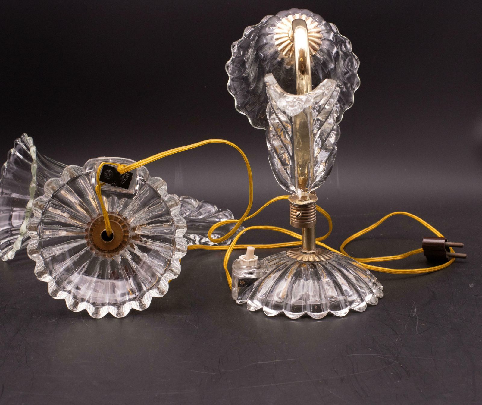 Lighting Set Of 2 Art Decò Murano Glass Barovier E Toso Table Lamp, 1940 photo