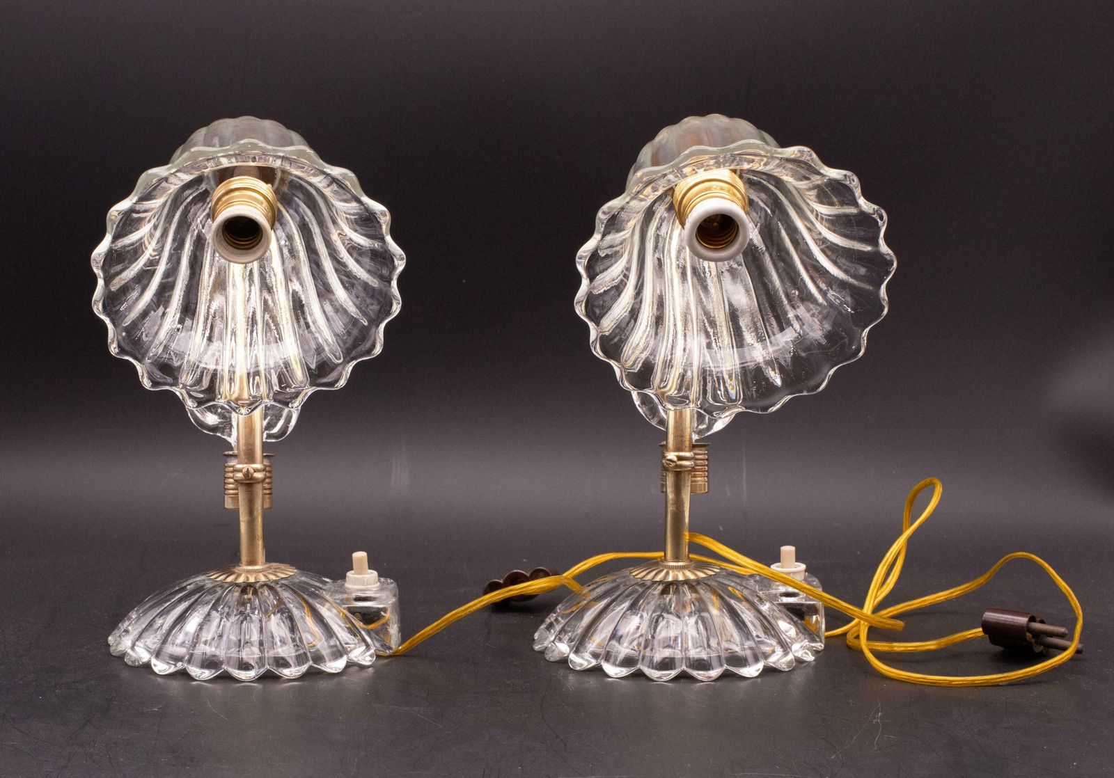 1542.0 Set Of 2 Art Decò Murano Glass Barovier E Toso Table Lamp, 1940 photo
