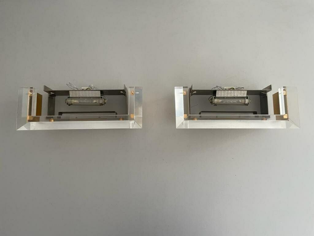Gold Metal Halogen Sconces By Vereinigte Werkstätten, 1950s, Germany photo vintage