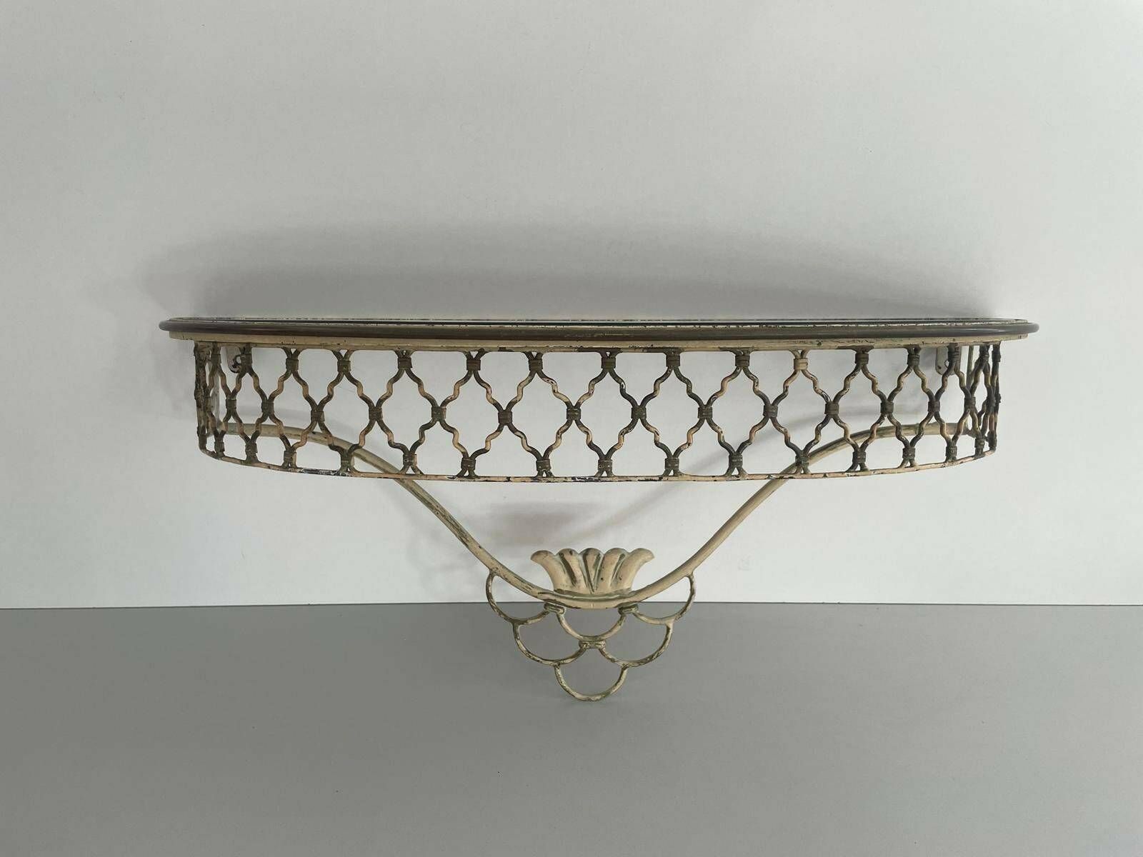 Mid Century Italian Brass And Ceramic Top Floating Shelf, 50s, Italy photo furniture