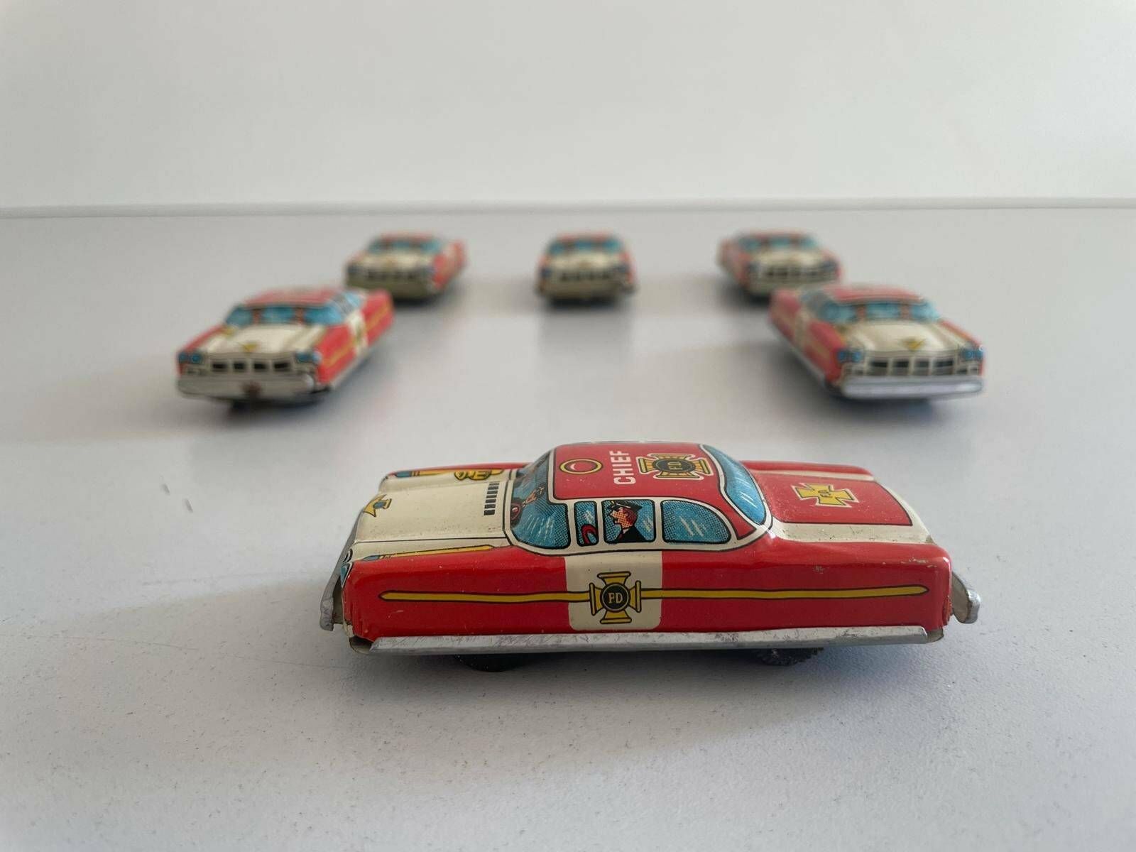 Nt Tin Chief Toy Car, Set Of 6, Made In Japan photo Home Decor