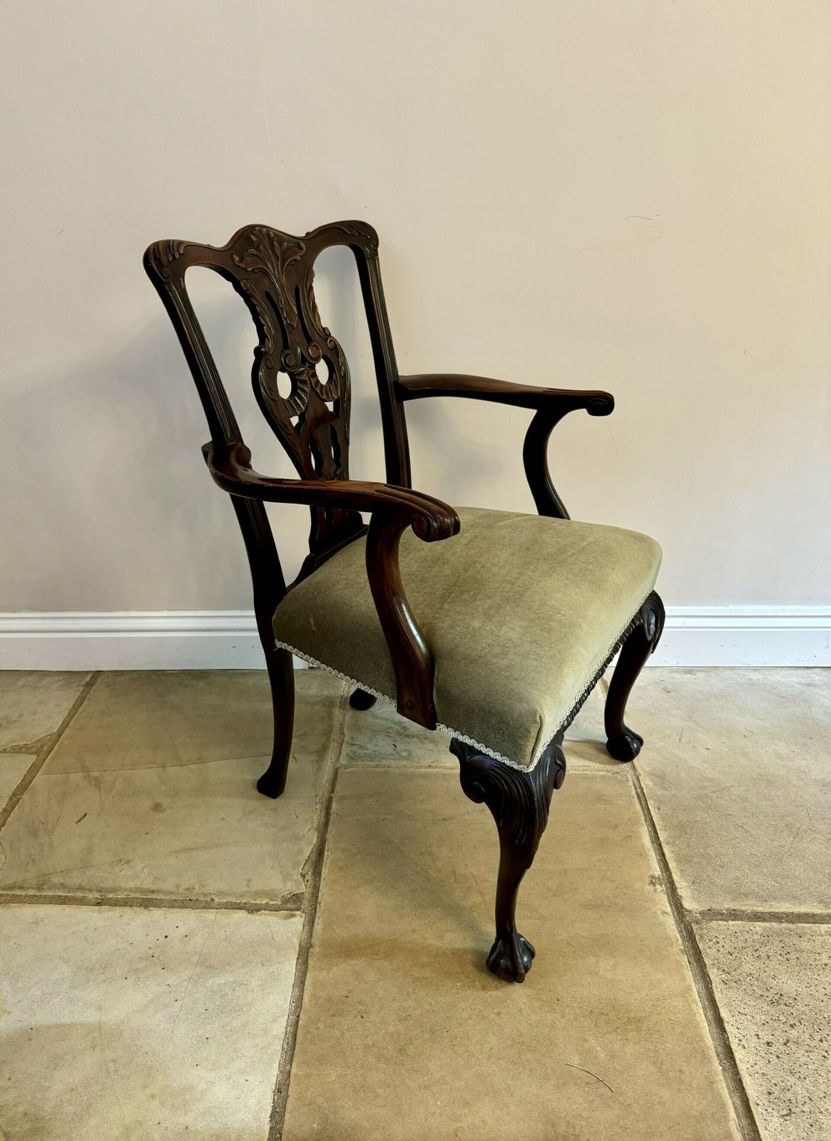 Victorian Quality Carved Mahogany Desk Chair photo for sale