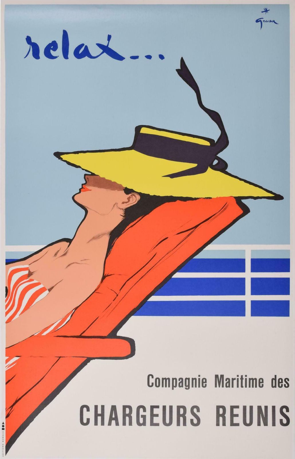 René Gruau Relax... Chargeurs Original Vintage Poster By René Gruau 1961
