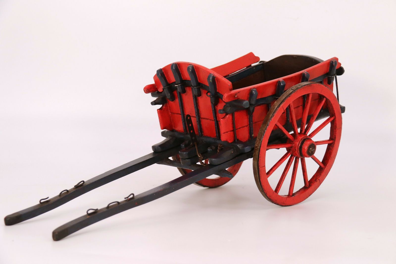 Antique Hand Made Wooden Scale Model Of An 18th Century Farm Cart.