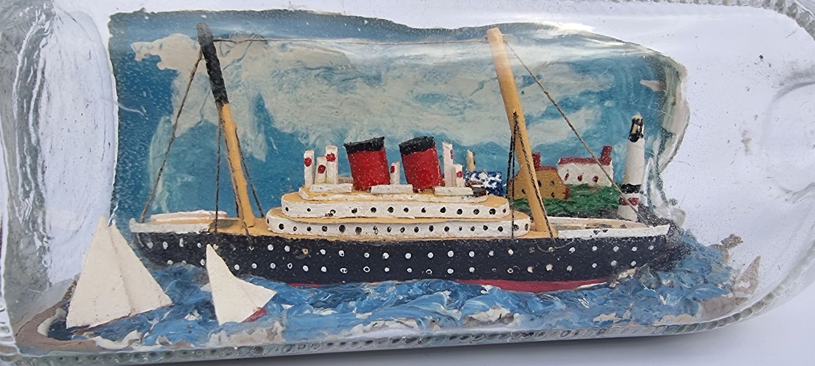 photo for sale A Rare Folk Art Diorama Model Ship In A Bottle Circa 1930