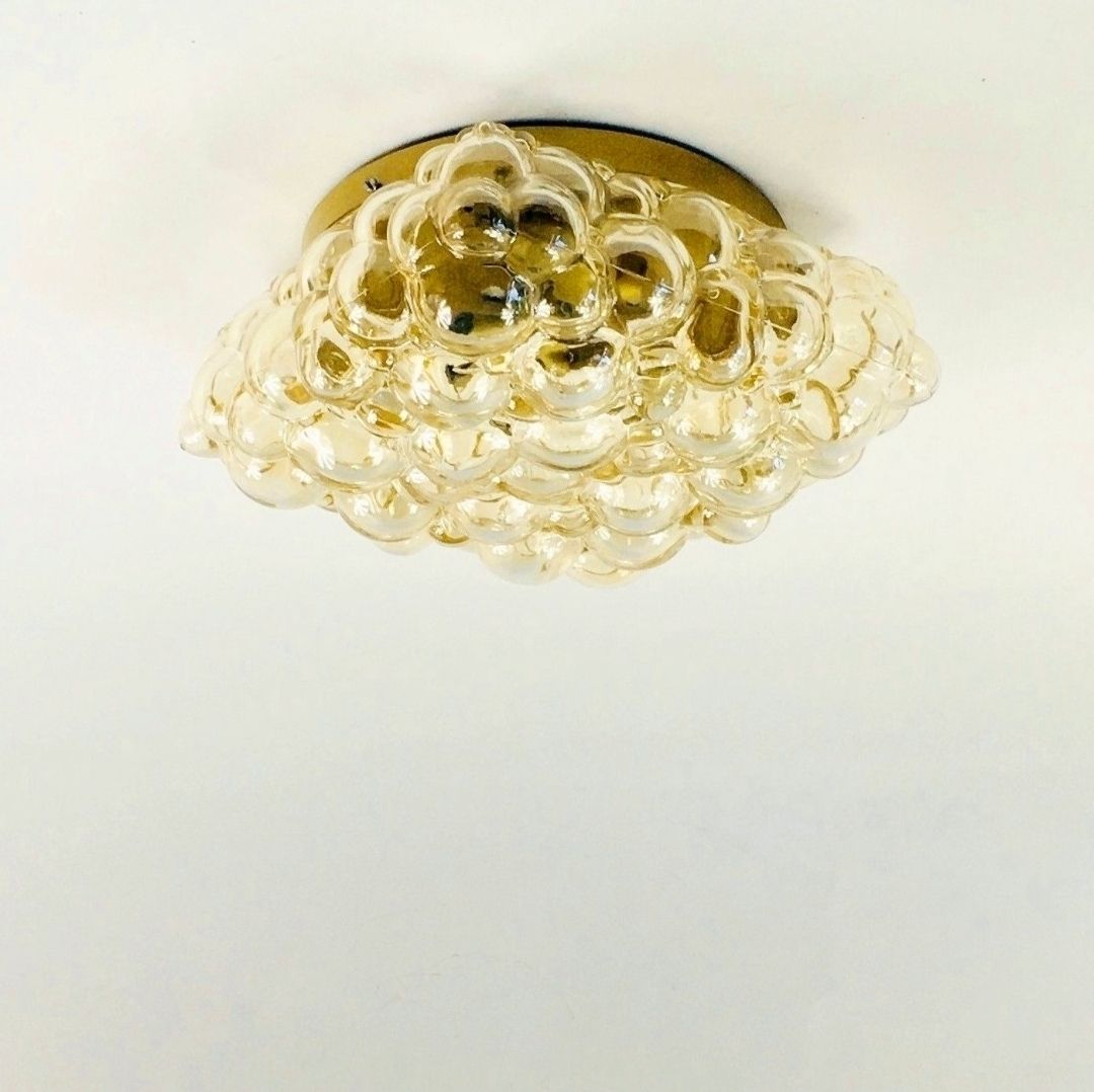 Large Amber Bubble Glass Ceiling Light/Flush Mount By Helena Tynell For Limburg, Germany, 1960s photo for sale