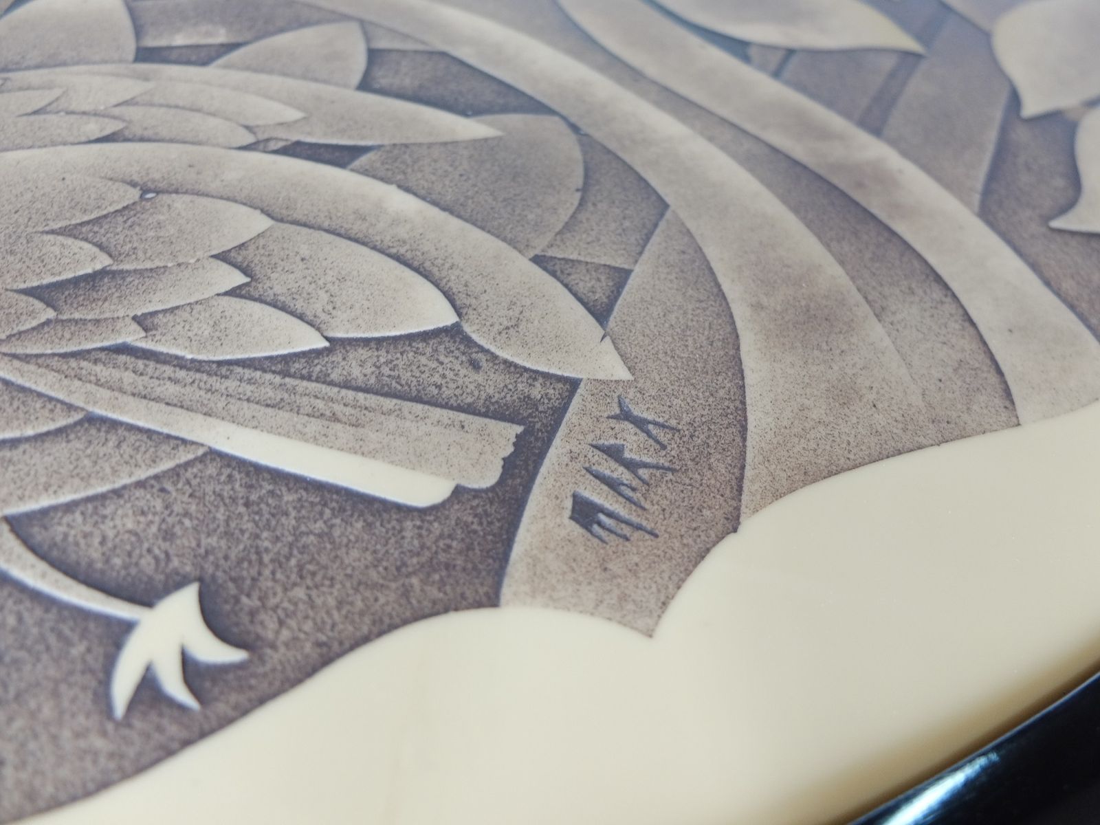 Art Deco Period Pedestal Table, Glass Top Signed Marx With Diana Huntress Decor photo vinterior
