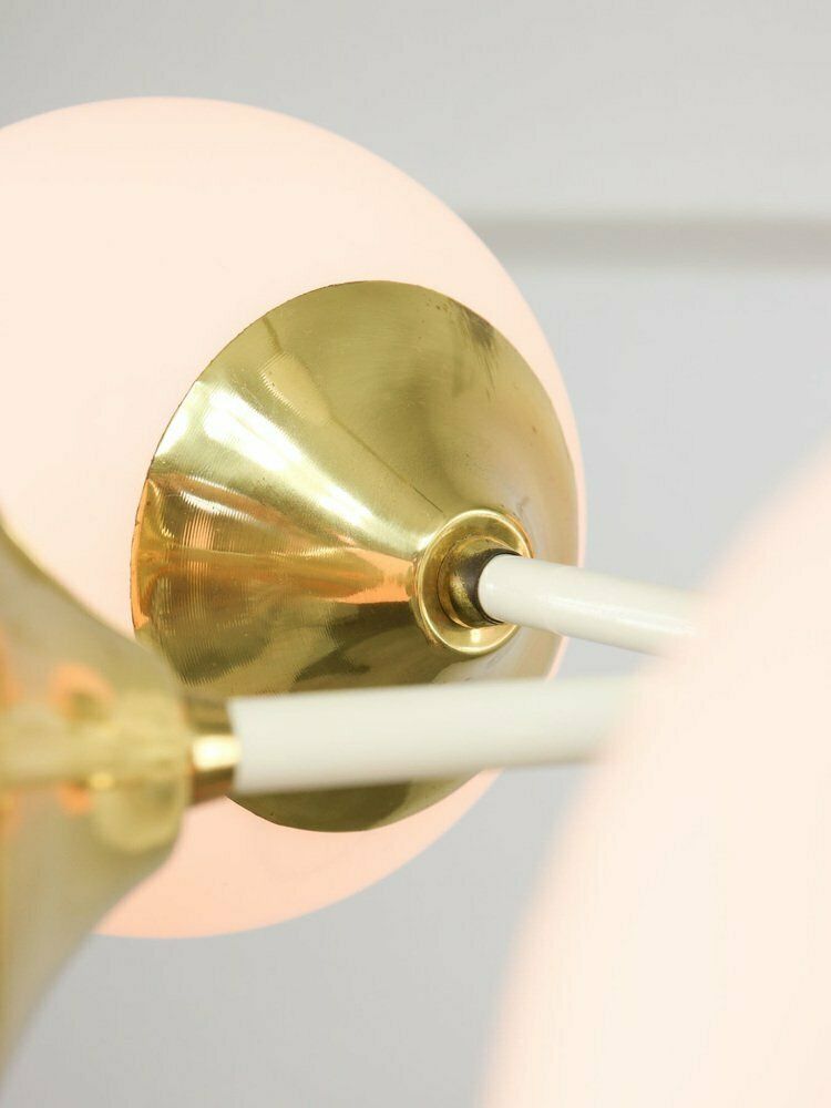 photo furniture Vintage Italian Brass And Opaline Sputnik Chandelier, 1970s