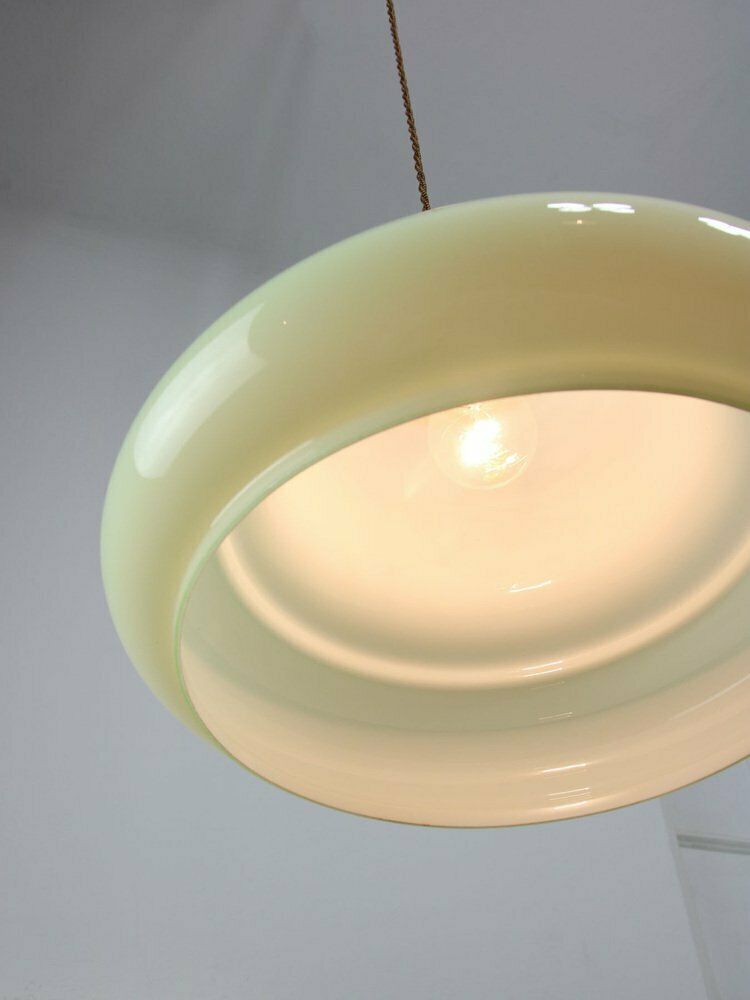 photo vinterior Mid Century Italian Brass And Green Glass Pendant Lamp, 1960s
