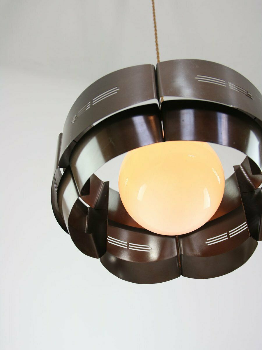 photo furniture Vintage Italian Metal And Opaline Glass Pendant Lamp, 1970s