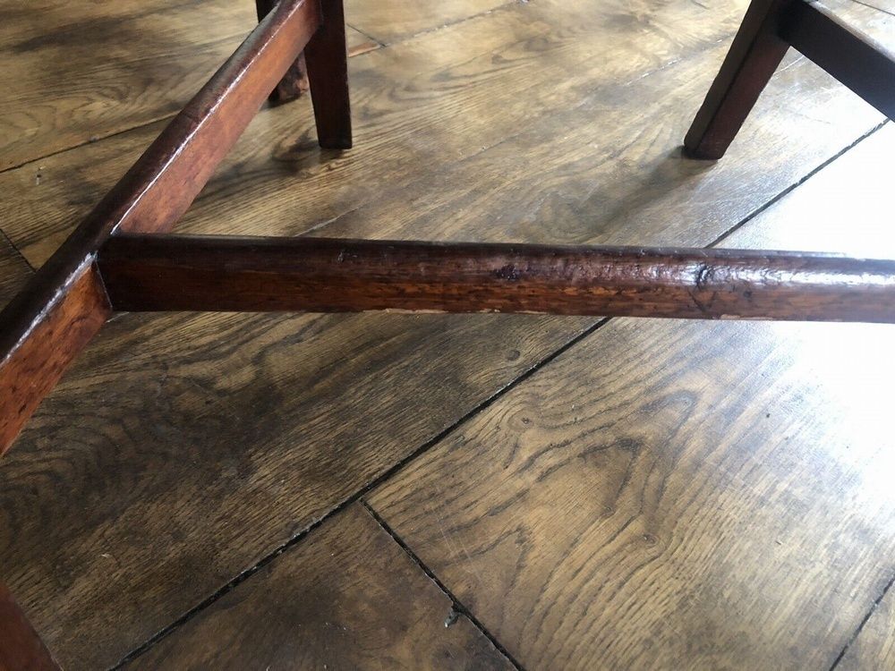 photo for sale Rare Original Georgian Antique Black Genuine Leather Early Hepplewhite Country Chairs 1700 C Set Of 4