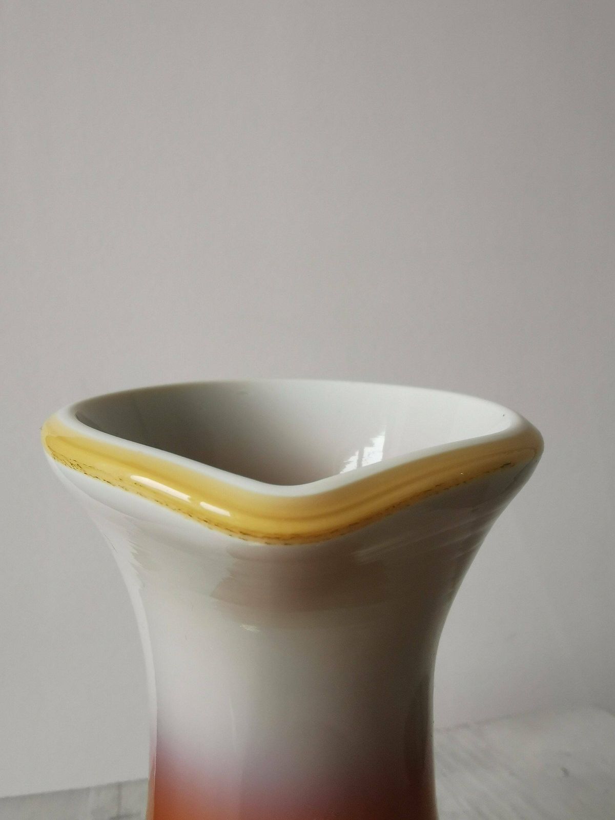 Murano Ceramic Vintage Cased Glass Vase With Handle. Retro Modern Vase From 70's Yugoslavia Signed Handmade photo buy