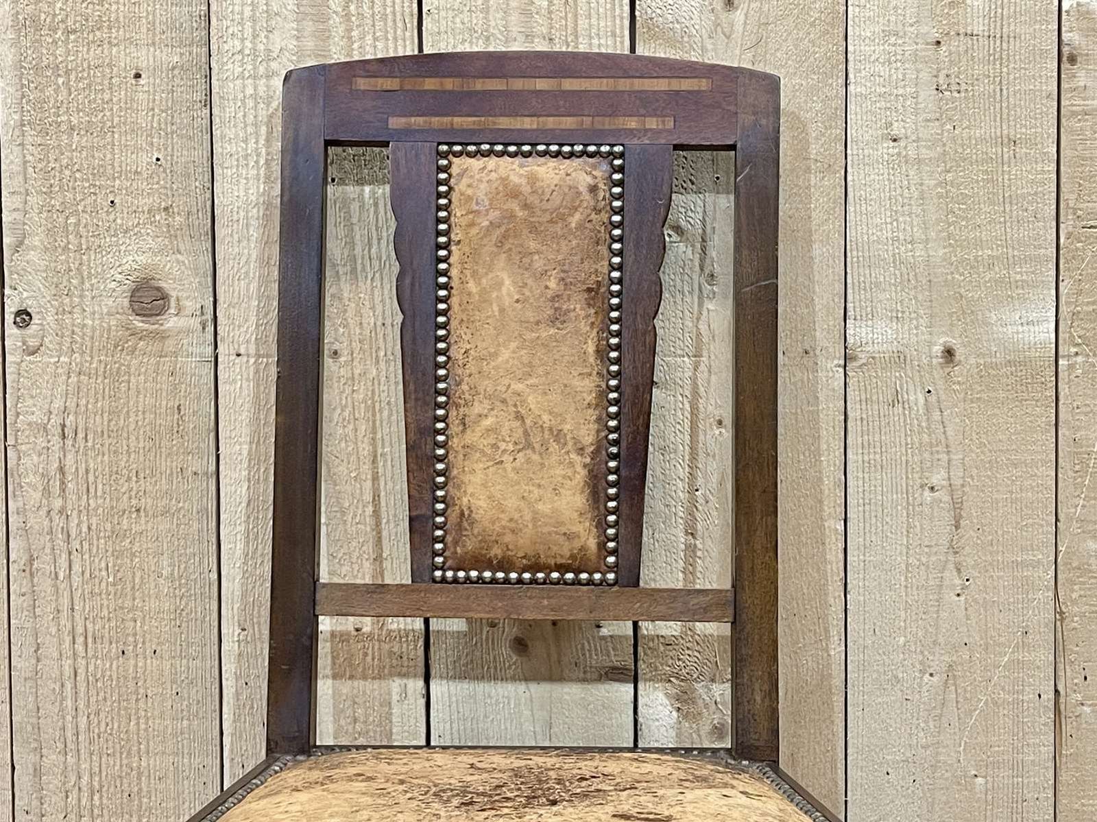 photo furniture Series Of 6 Art Deco Chairs In Mahogany And Leather From The 1930s