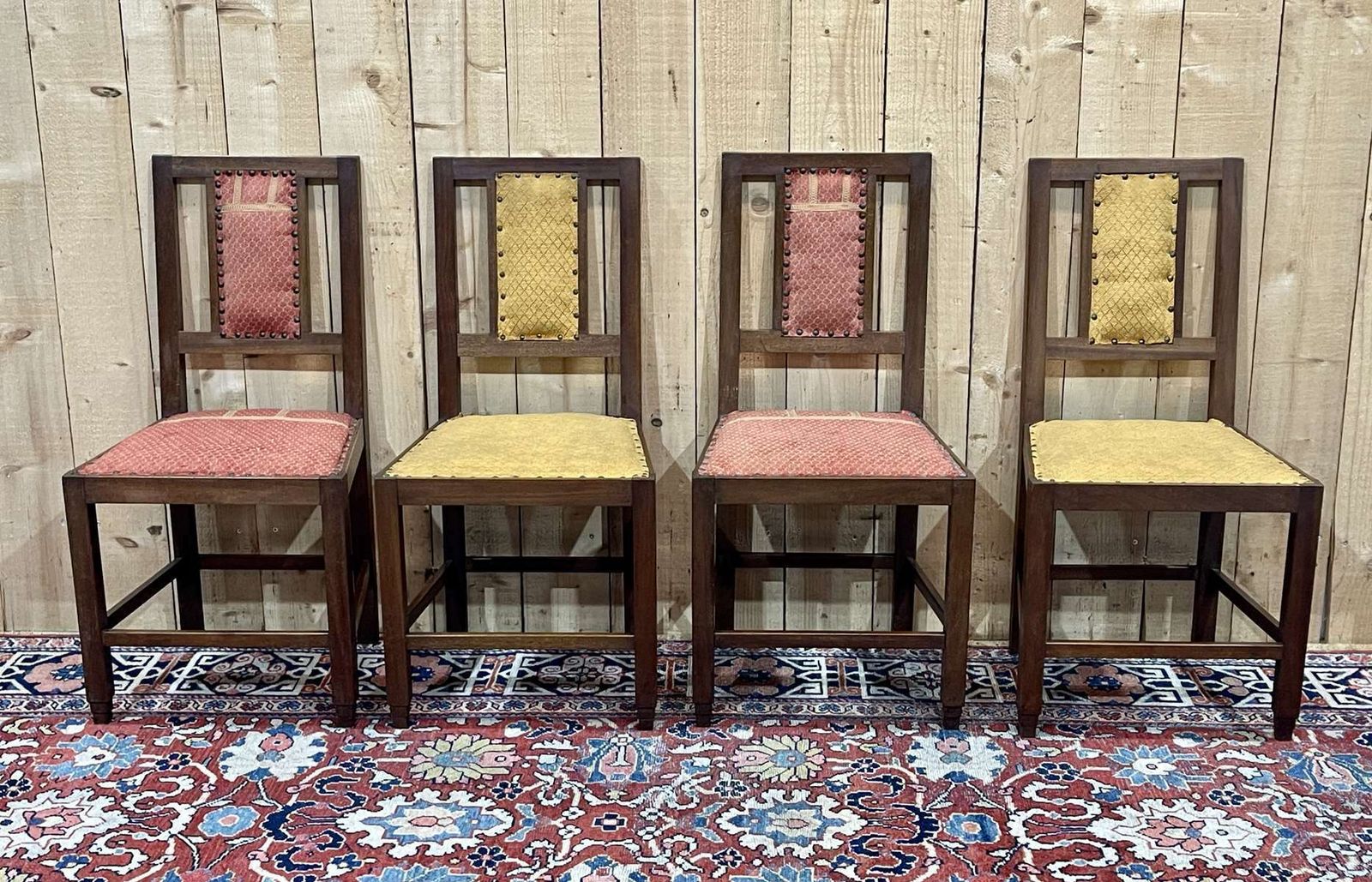 Set Of 4 Art Deco Mahogany Chairs From The 1950s photo furniture