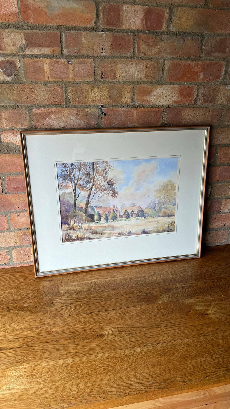 photo for sale Large Original Mid Century Framed Watercolour Painting ‘Pond Cottage’ By Mrs. Pam Davis