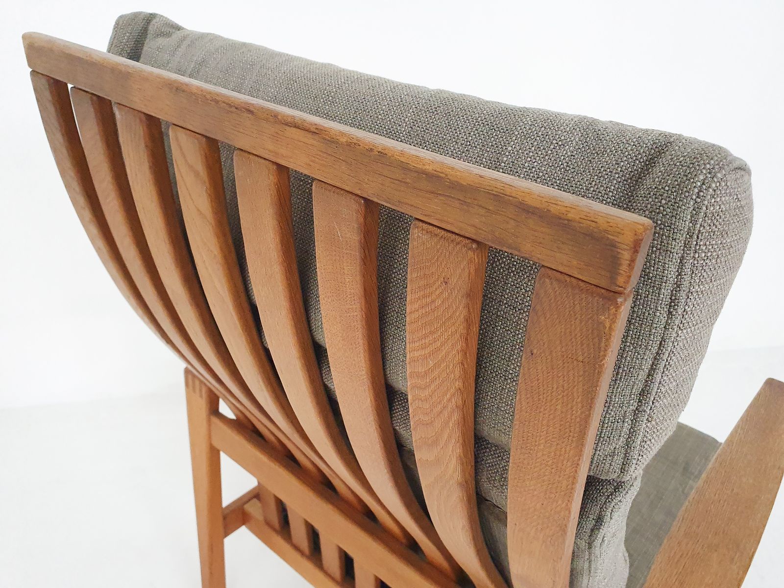 photo furniture Mid Century Oak High Back Lounge Chair By Hartmut Lohmeyer For Wilkhahn, Germany 1960's