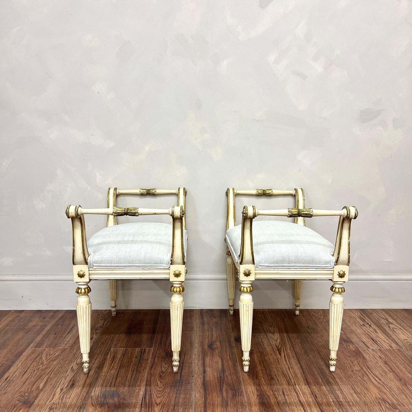 Pair Of French 20th Century Gilt Window Seats photo vintage
