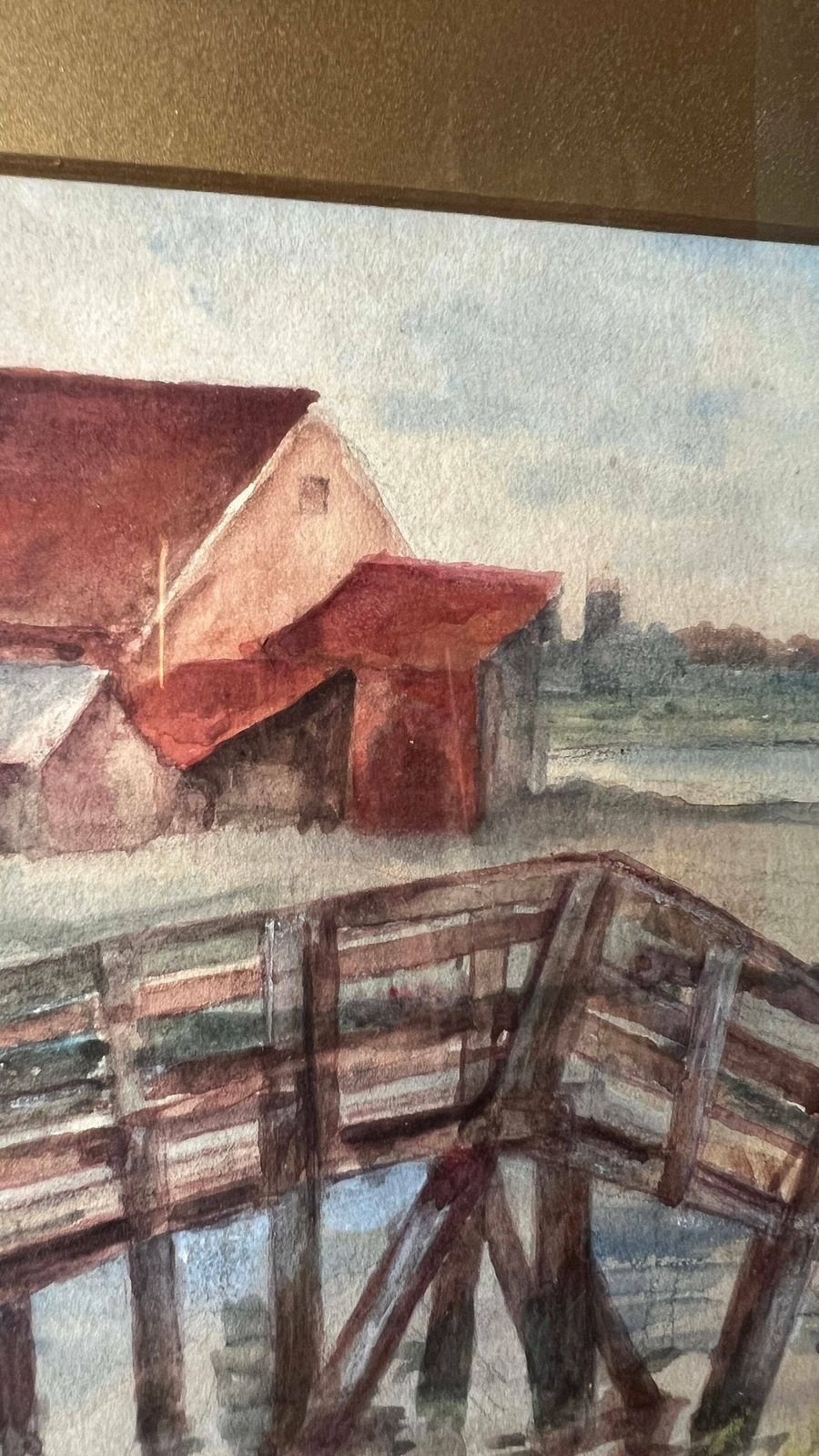 Antique Early 20th Century Framed And Signed Watercolour Landscape Painting photo 99.0