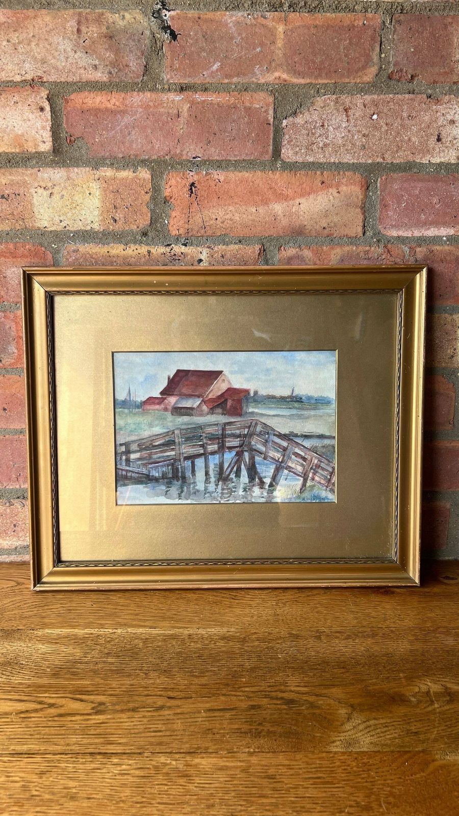 photo furniture Antique Early 20th Century Framed And Signed Watercolour Landscape Painting