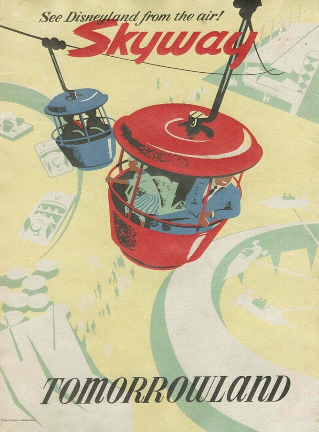 Disneyland   Skyway   Tomorrowland Original Vintage Poster