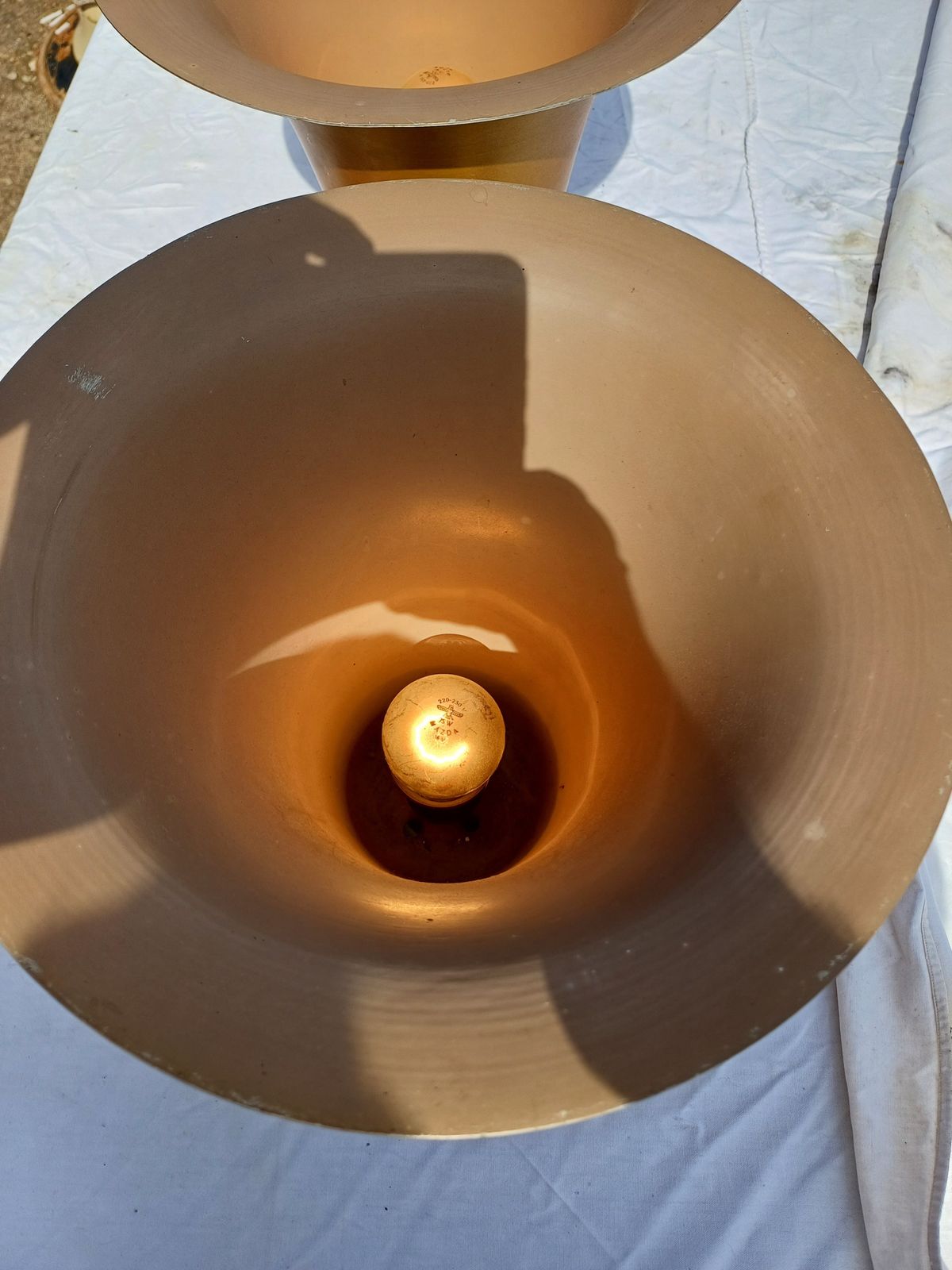 photo buy Pair Of Golden Aluminum Lamps From The 1960s