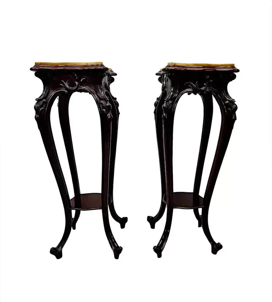 A Stunning Pair Of 19th Century Alabaster Top Plant Or Bust Stands photo 2937.3021